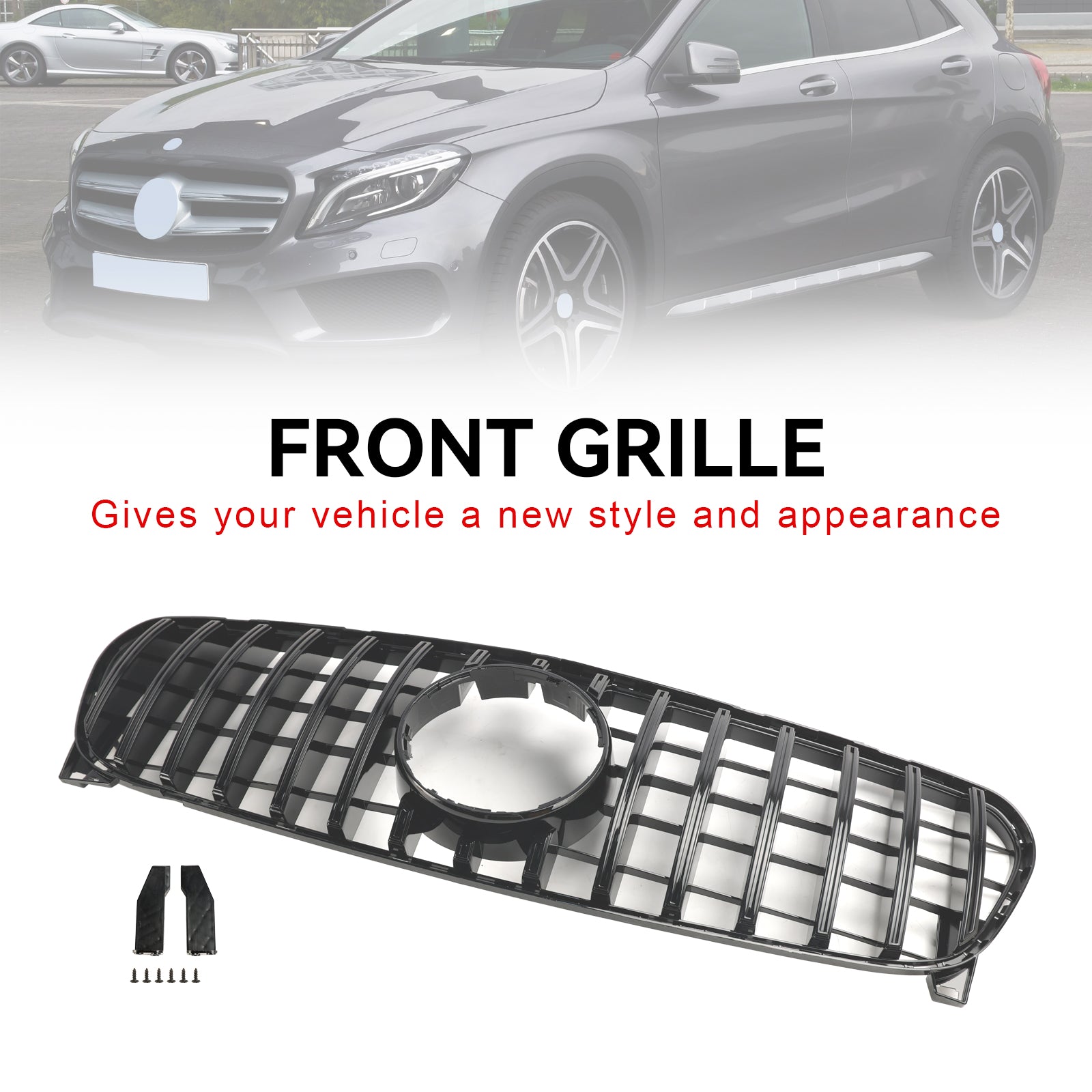 Front Grill Grille Pour Mercedes Benz GLA W156 X156 2017-2019 Facelift Black