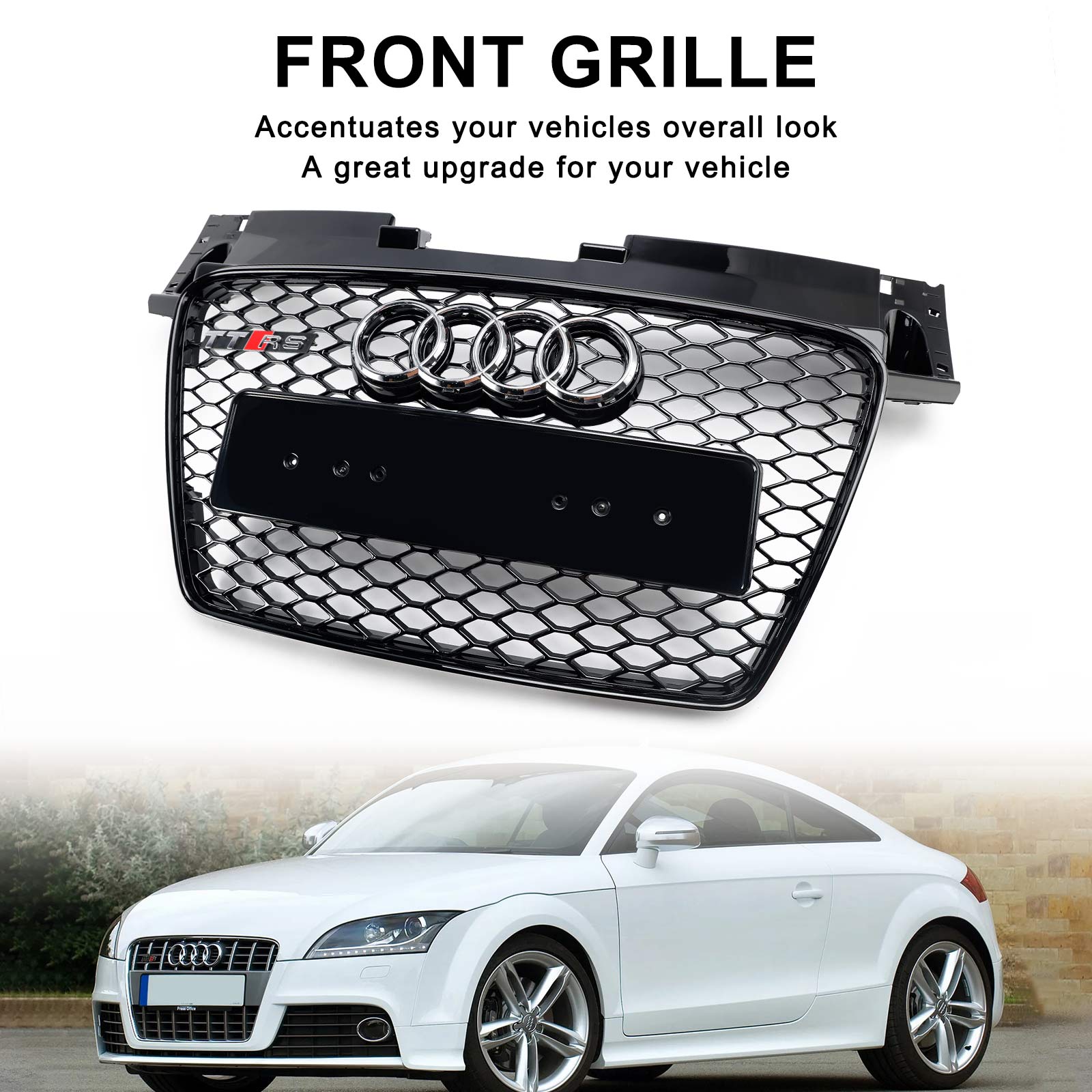 Rejilla frontal de panal negra brillante estilo Audi TT TTS RS 2006-2014