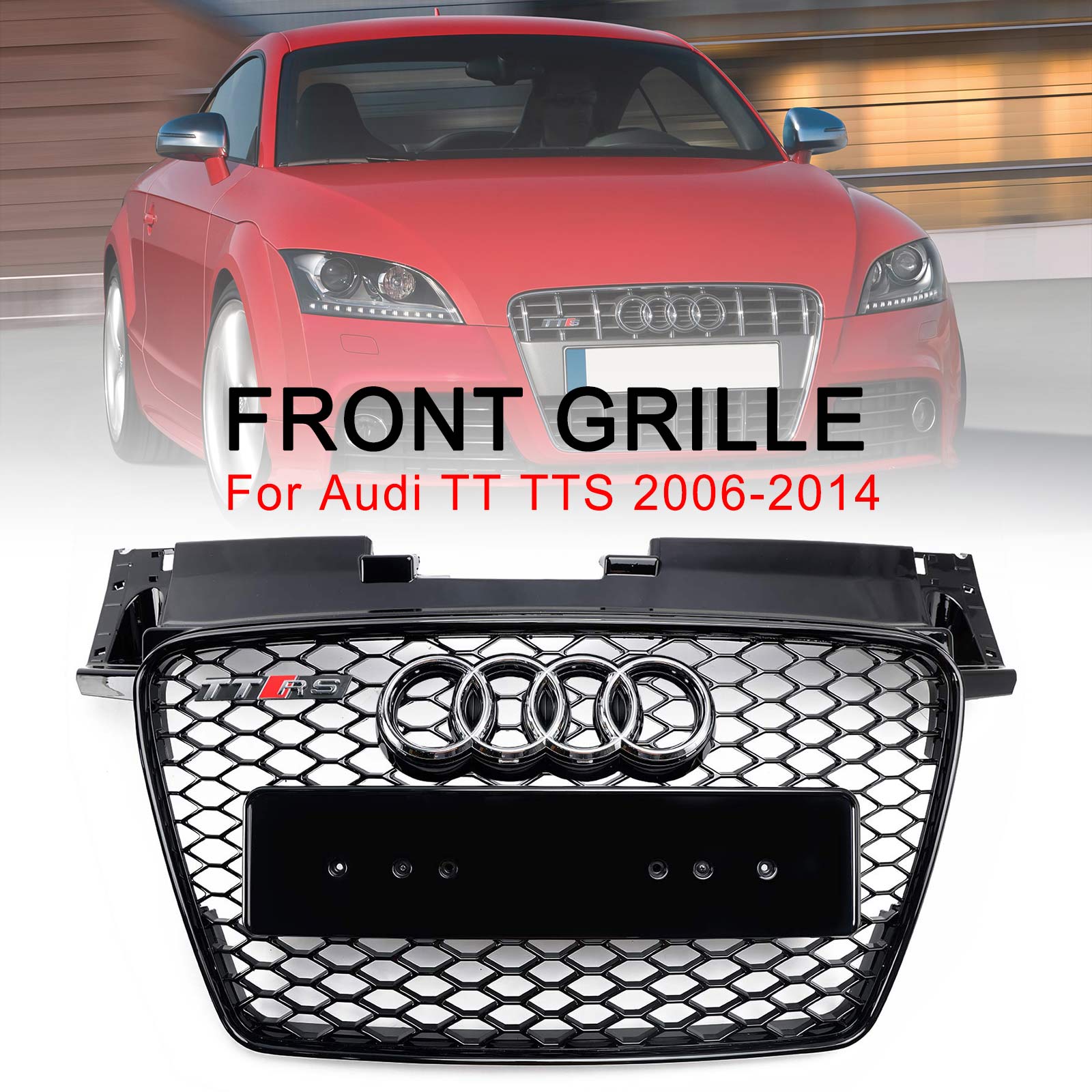 Rejilla frontal de panal negra brillante estilo Audi TT TTS RS 2006-2014