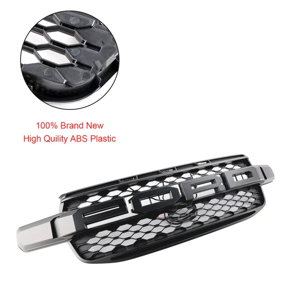 Grid delantero negro Ford Ranger Wildtrak 2023-2024 T9 con iluminación blanca y logotipo de Ford