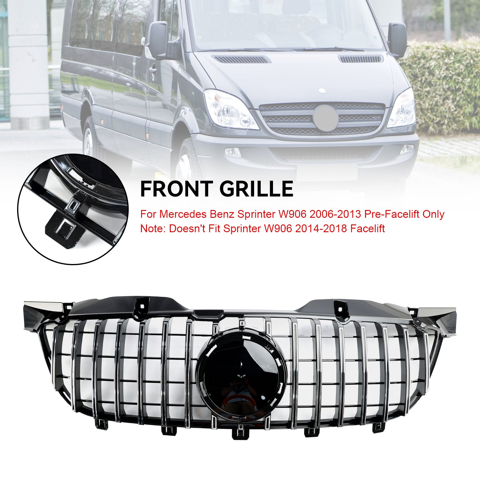 Rejilla cromada del parachoques delantero para Mercedes Benz Sprinter W906 2006-2013