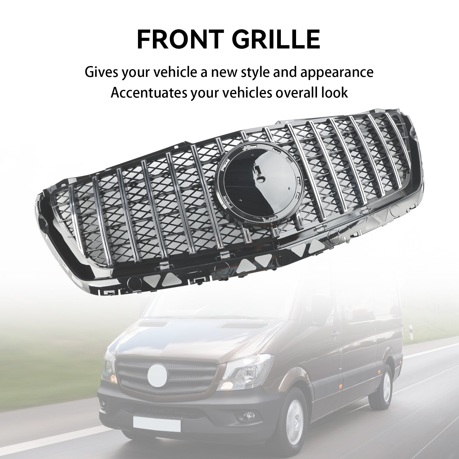 Grille de pare-chocs avant chromée pour Mercedes Benz Sprinter W906 2014-2018