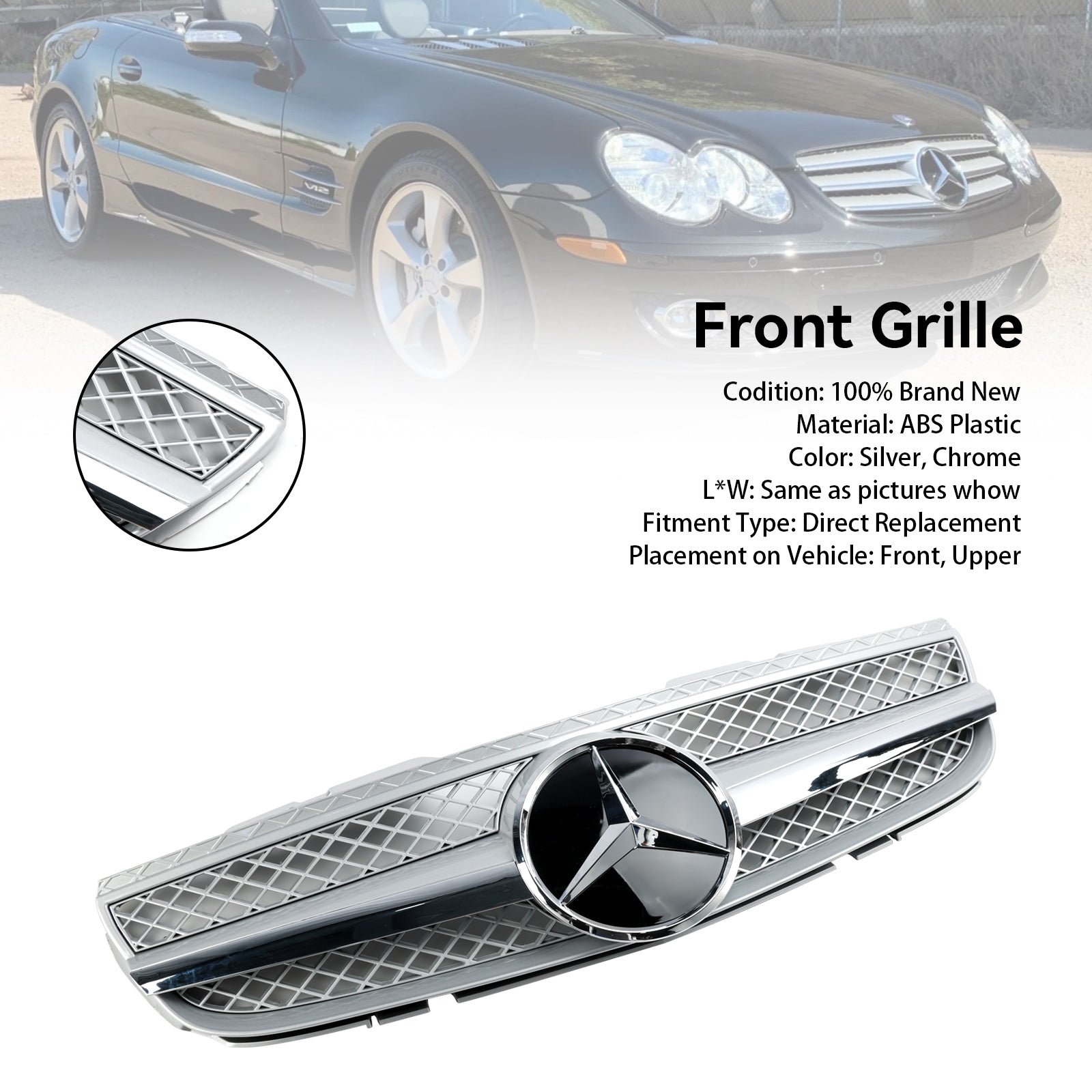 1 górna kratka przedniego zderzaka przedniego dla Mercedes Benz R230 SL550 SL600 2007-2008