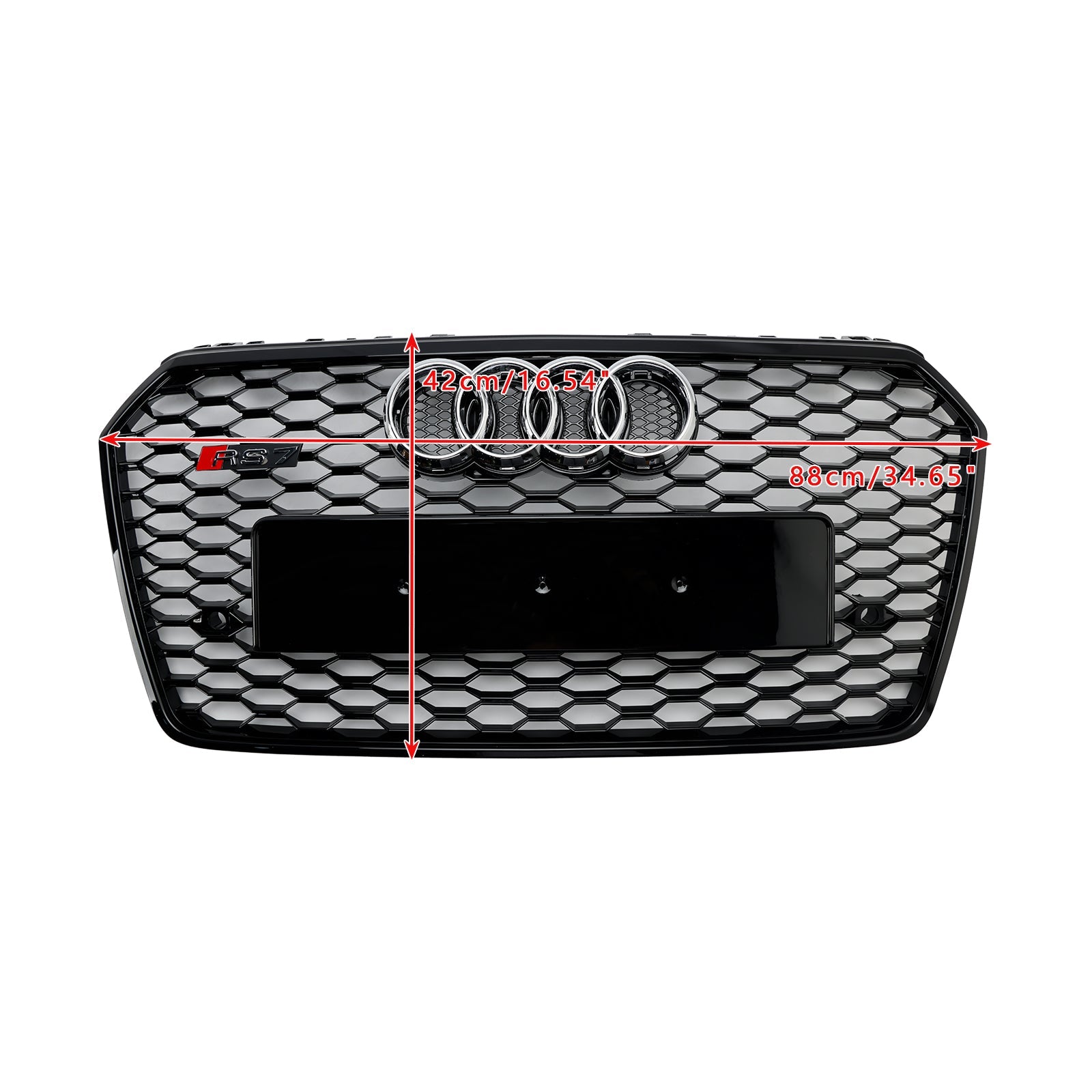 Grille de pare-chocs avant en nid d';abeille de style Audi A7 C7 S7 RS7 2016-2018 noire