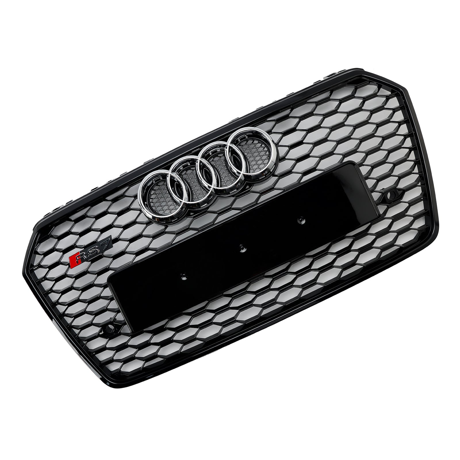 Grille de pare-chocs avant en nid d';abeille de style Audi A7 C7 S7 RS7 2016-2018 noire