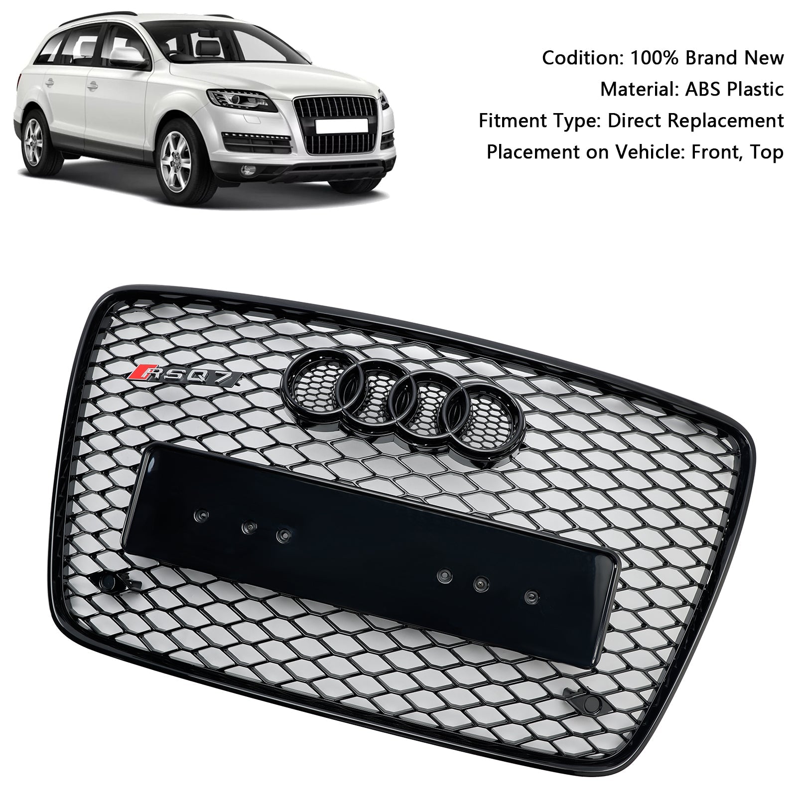 Grille de ventilation de radiateur de pare-chocs avant noir brillant Audi Q7 2005-2015