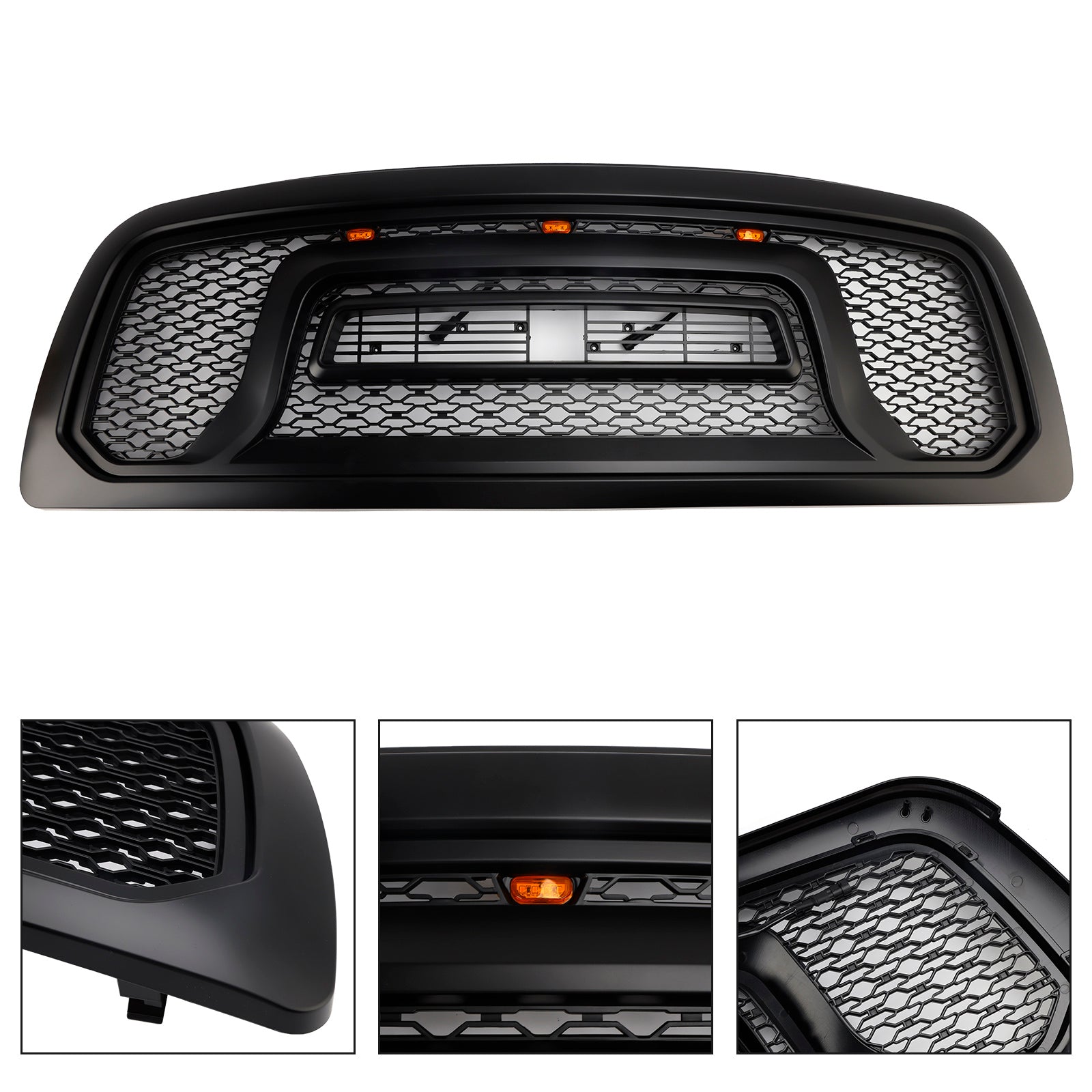 Czarna przednia osłona zderzaka z lampkami LED do Dodge Ram 1500 (2009-2012)