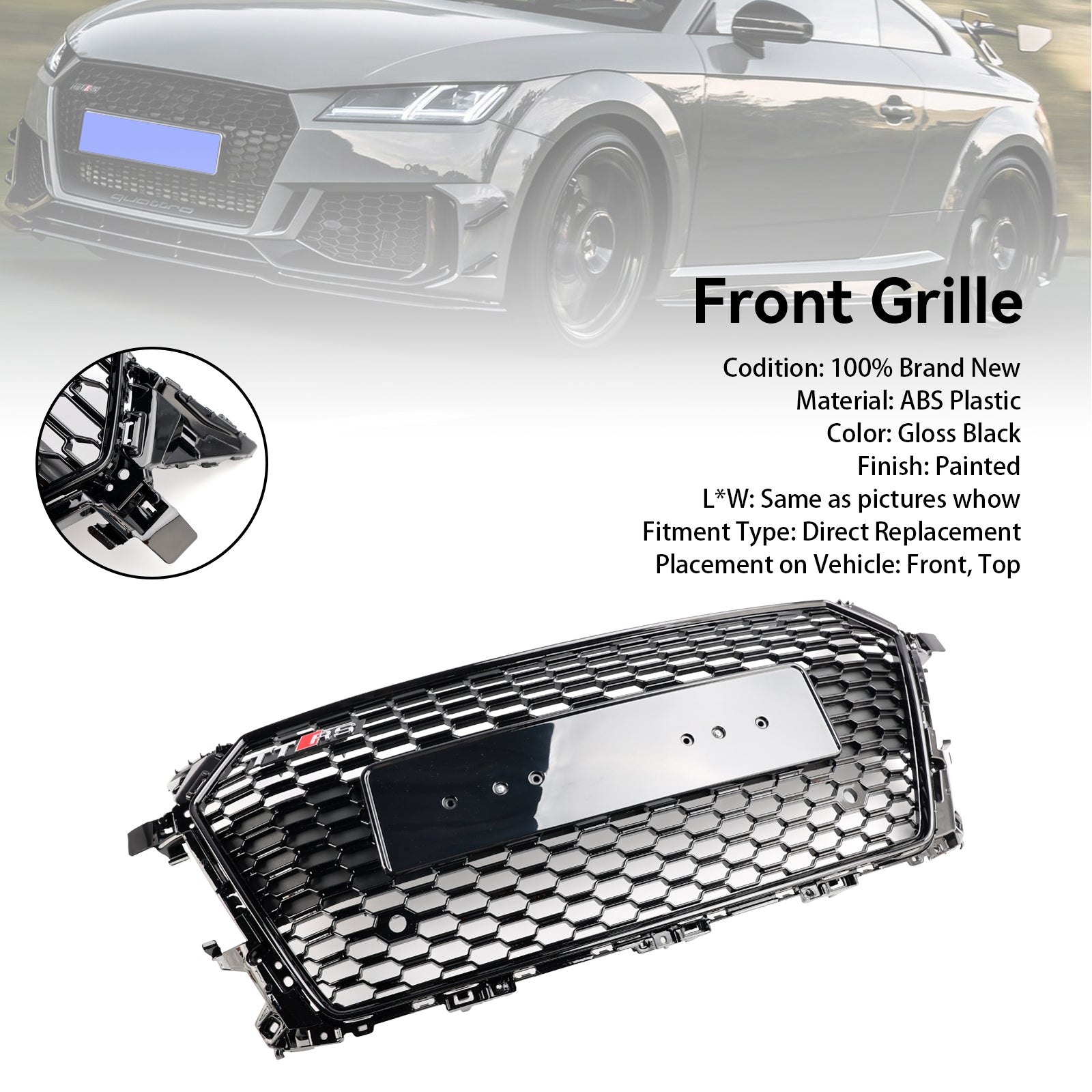 2014-2023 Audi TT MK3 FV 8S RS Style Grid Highing Negro brillante