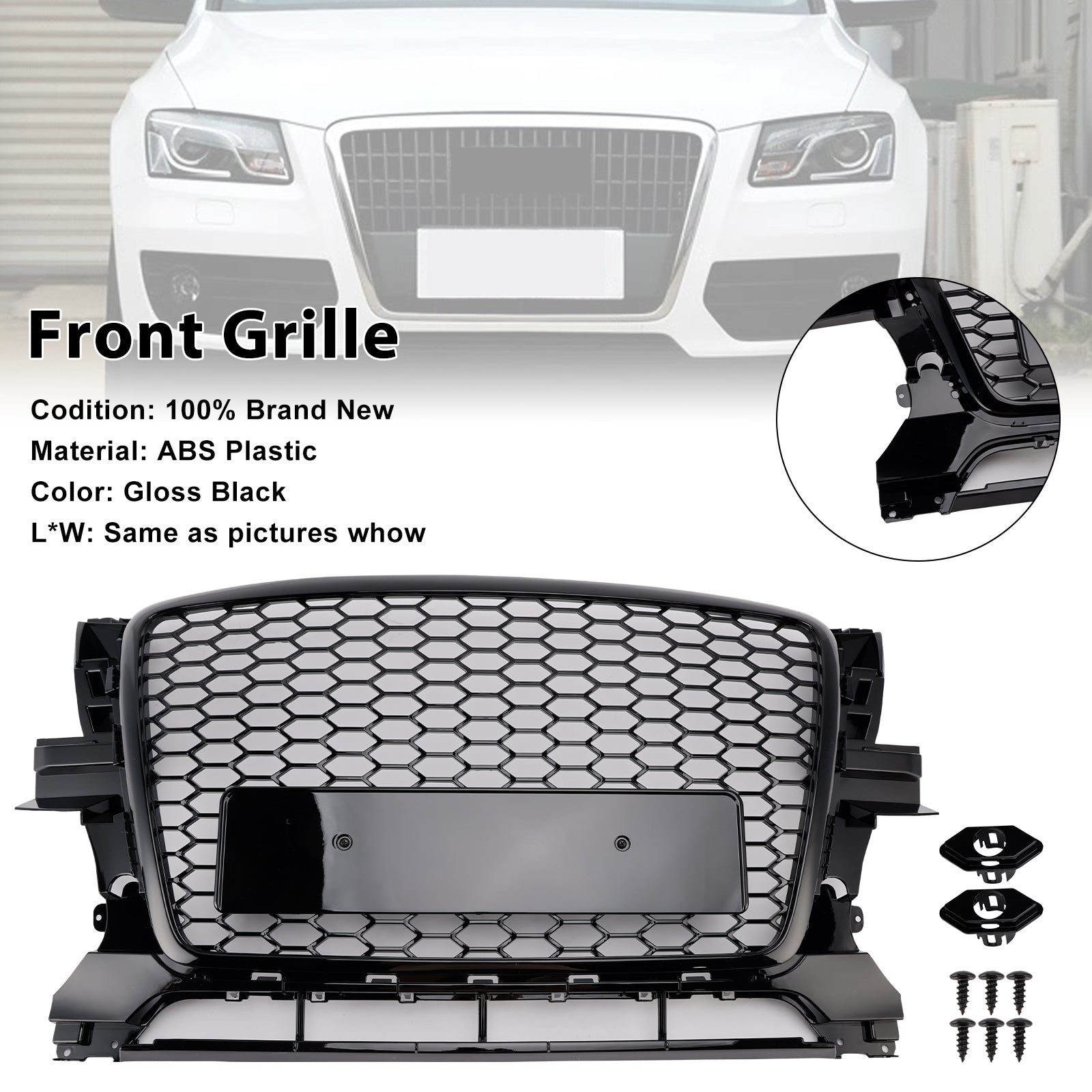 Glanzend Zwart Voorbumperrooster voor Audi Q5 2009-2012 8R0853651B