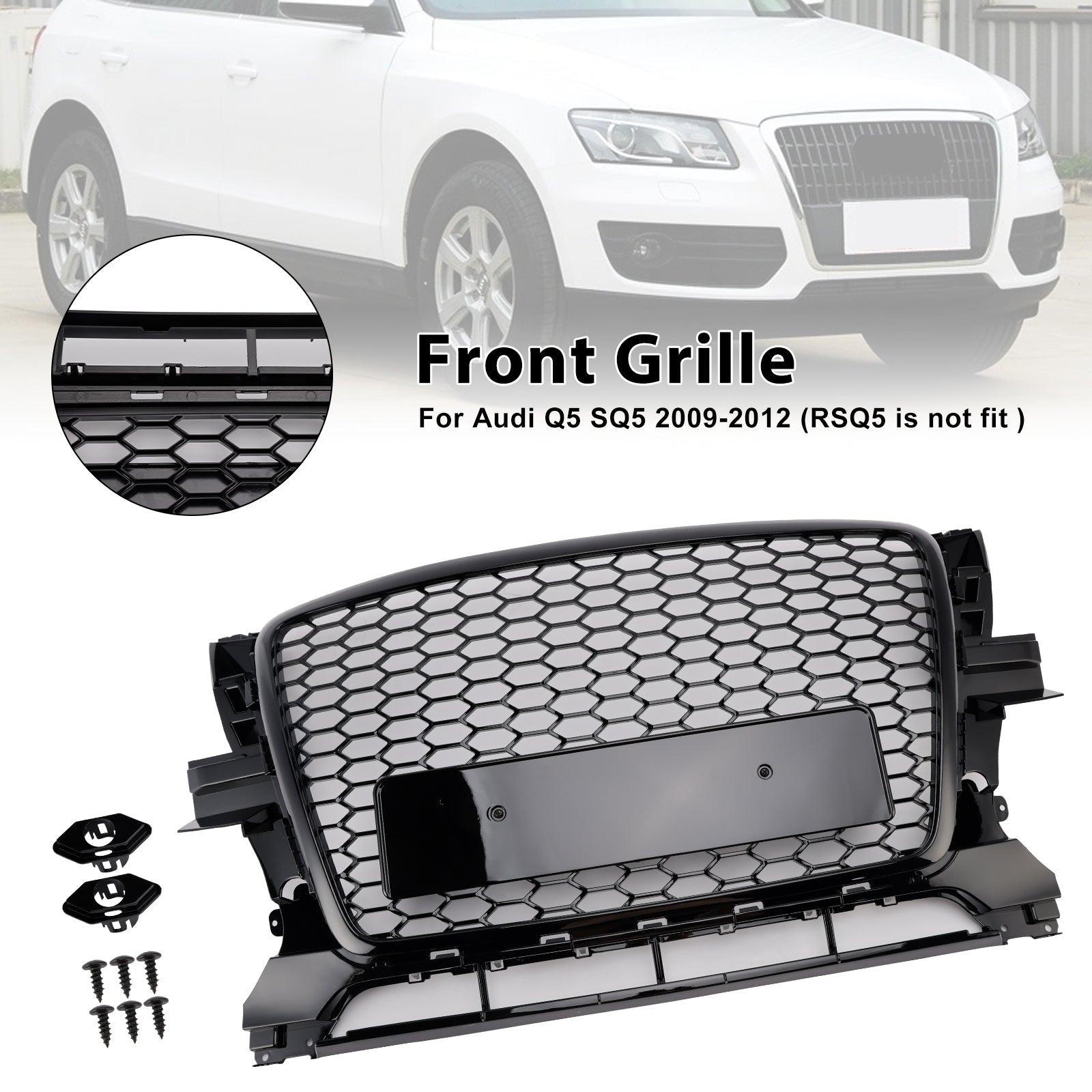 Glanzend Zwart Voorbumperrooster voor Audi Q5 2009-2012 8R0853651B