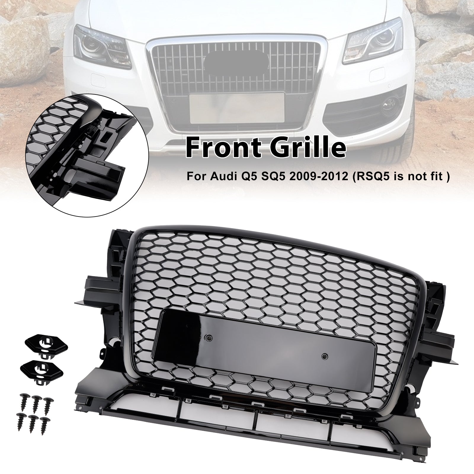 Glanzend Zwart Voorbumperrooster voor Audi Q5 2009-2012 8R0853651B