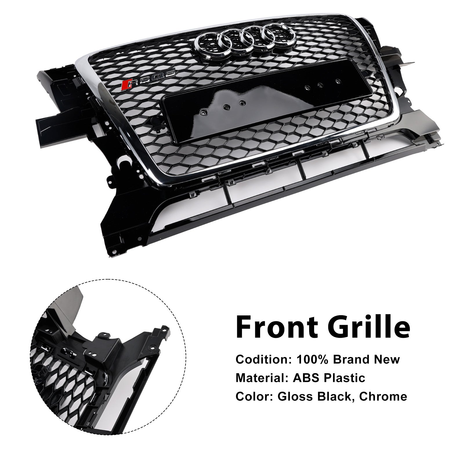 Grille de pare-chocs avant chromée/noire pour Audi Q5 2009-2012 8R0853651B