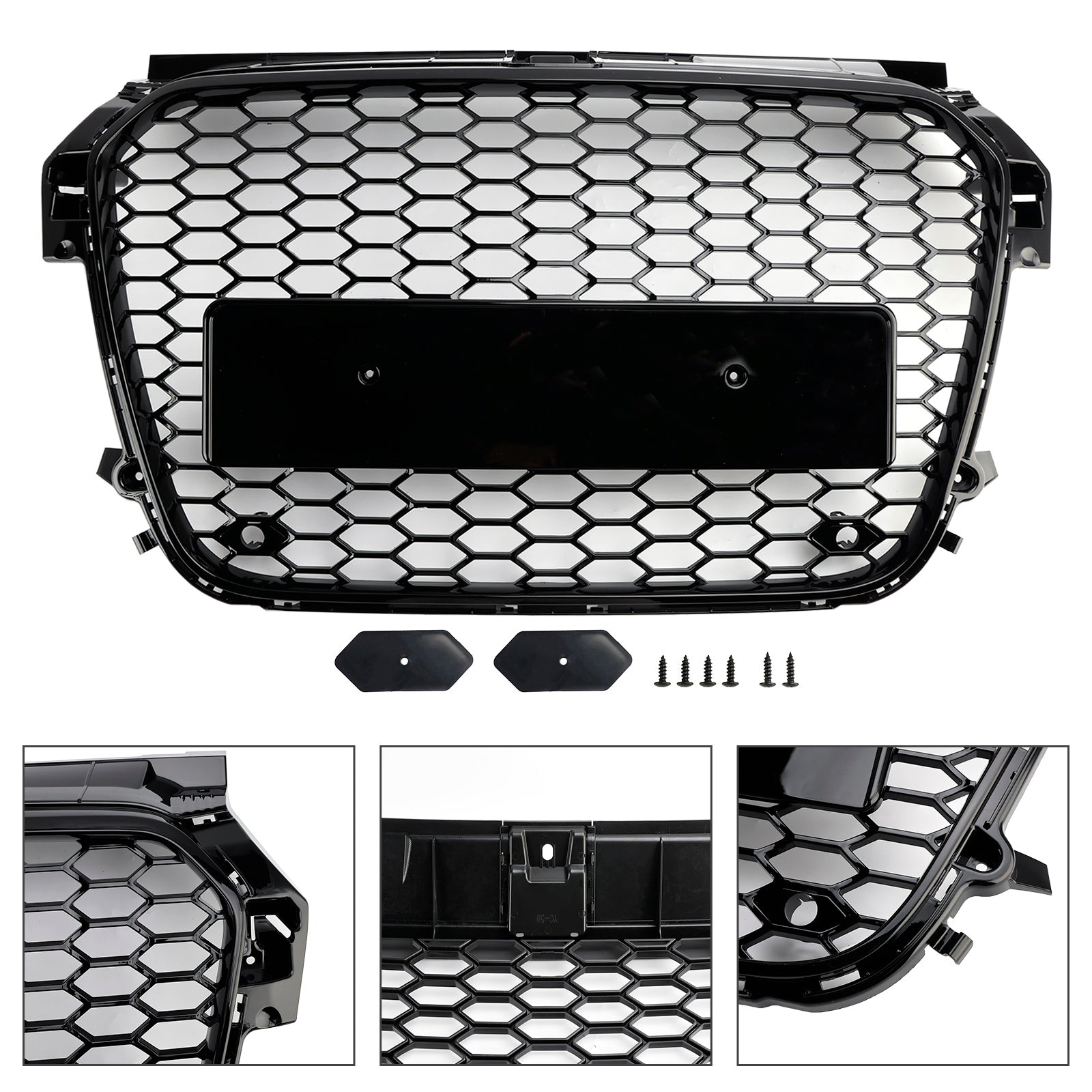 Rejilla de parachoques delantero de panal negro brillante para Audi A1 S1 Pre-uplift 2010-2015