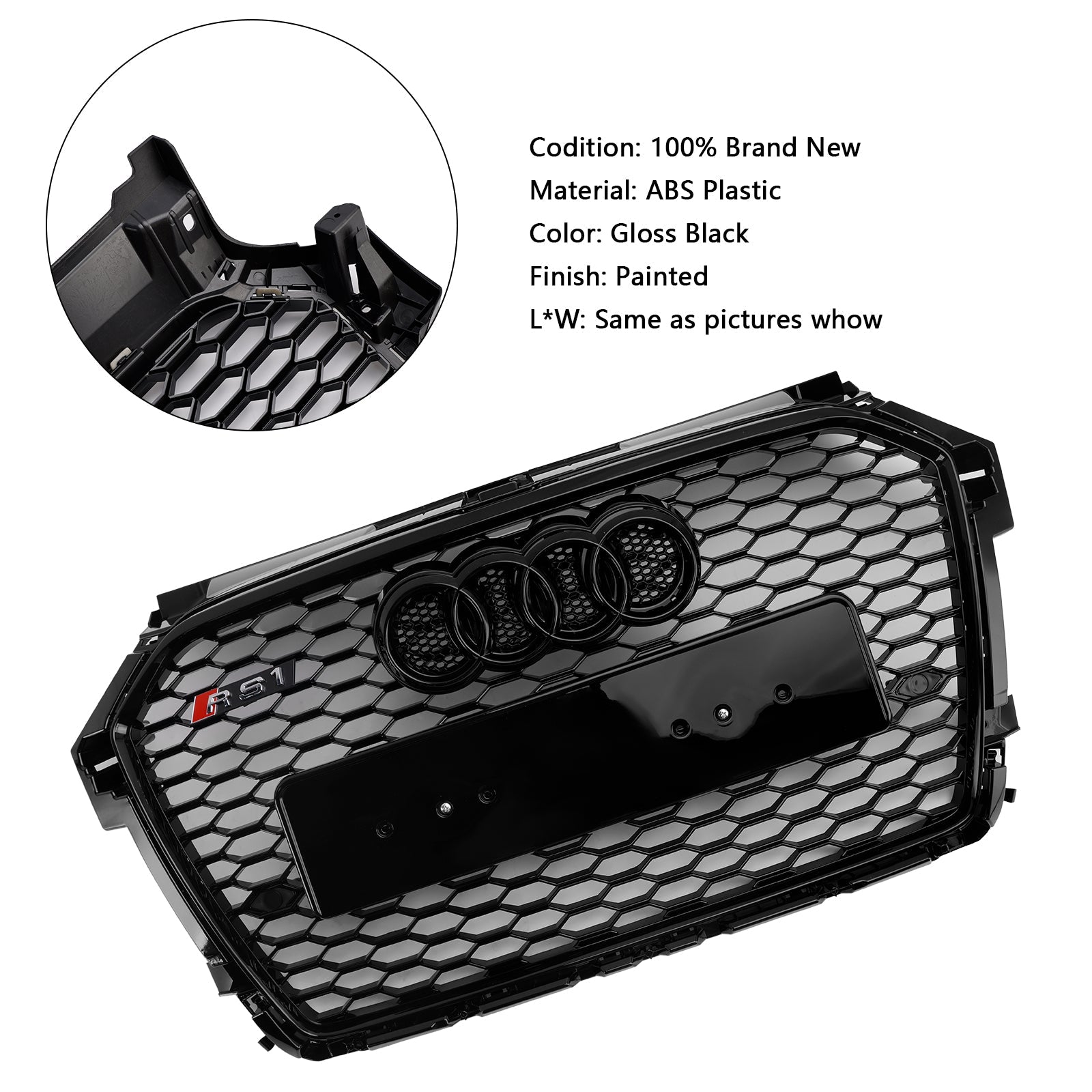 2016-2019 Audi A1 S1 8X Facelift RS Style Grille avant alvéolée noir générique