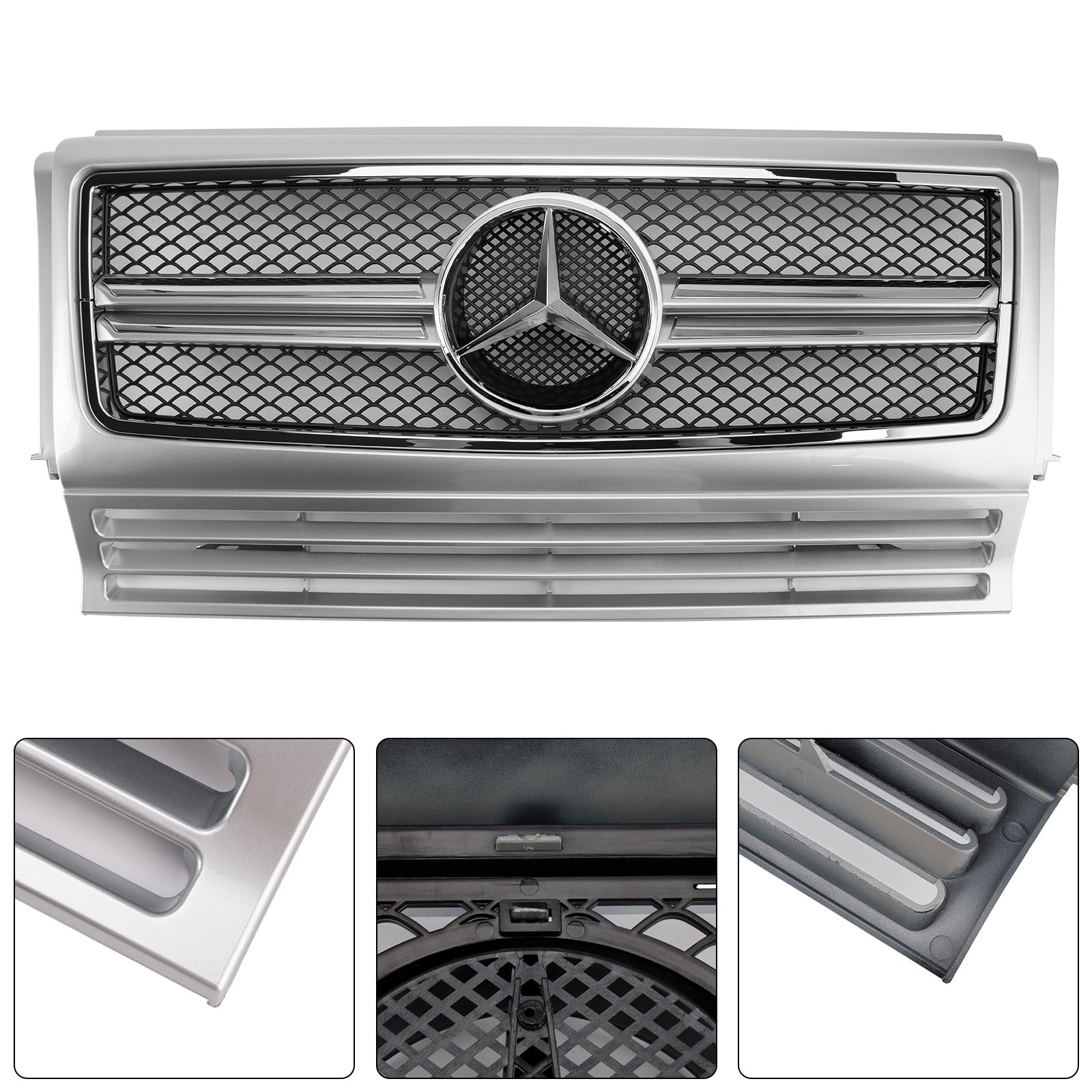 Grille de pare-chocs avant chromée noire générique pour Mercedes Benz W463 1990-2018