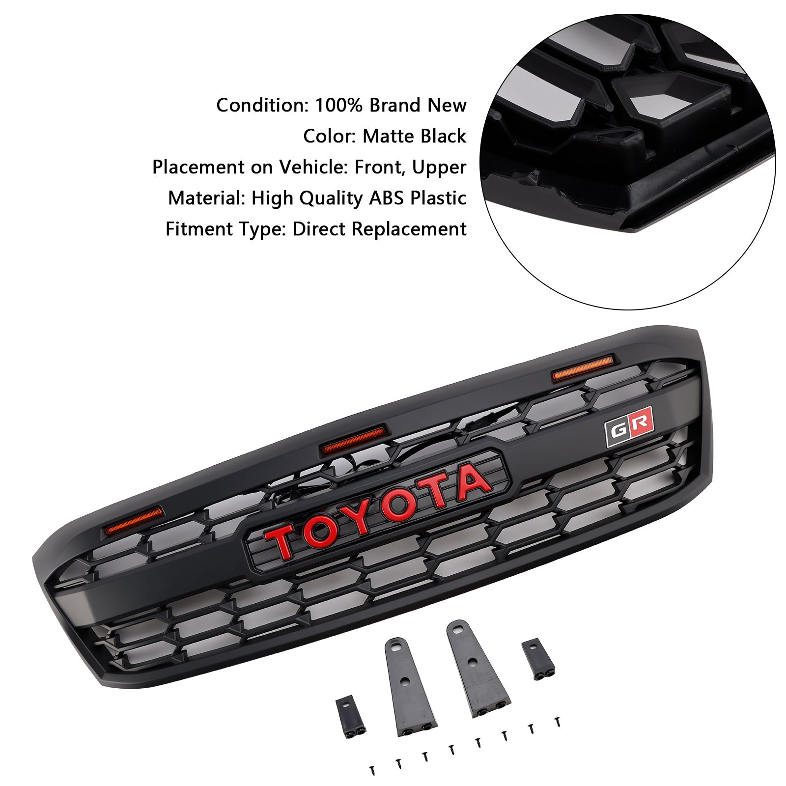 Grille de pare-chocs avant à LED style GR pour Toyota Hilux N70 pré-lifting 2005-2011
