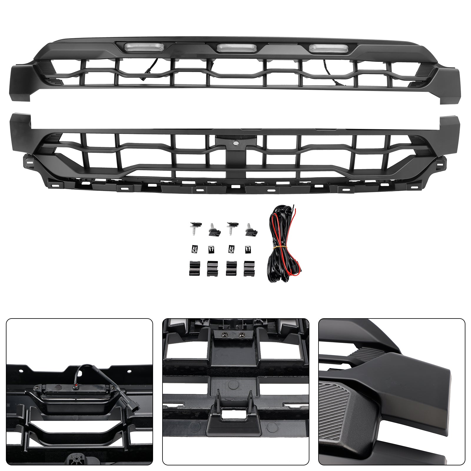 Grille de pare-chocs avant noire à LED pour Ford F150 2024+