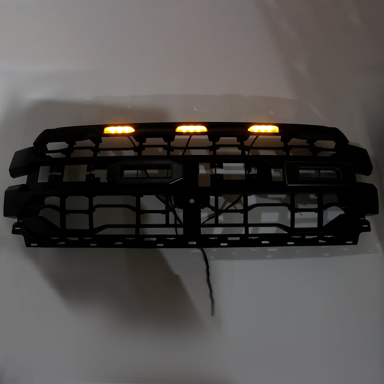 Cuadrícula de parachoques delantero LED negro para Ford F150 2024+