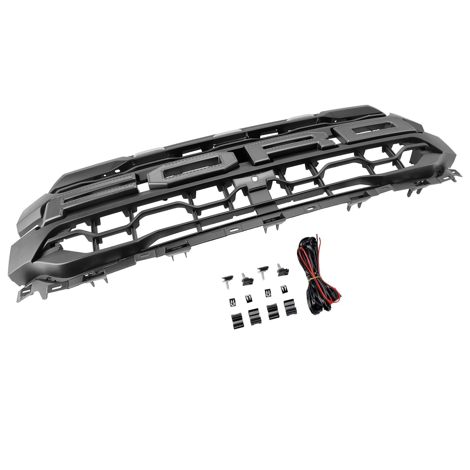 Cuadrícula de parachoques delantero LED negro para Ford F150 2024+