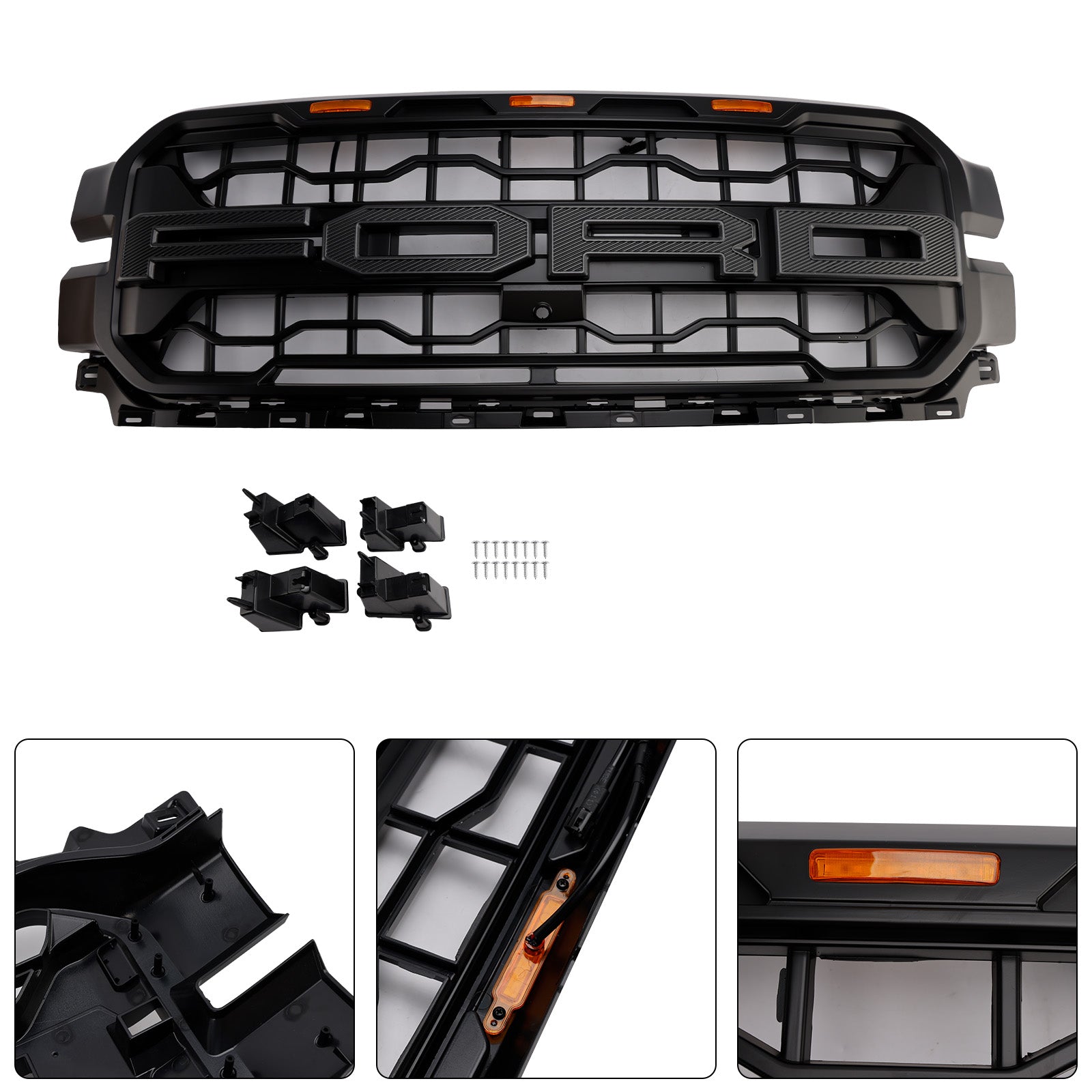 Rejilla de parachoques delantero negra con LED para Ford F150 (desde 2024)