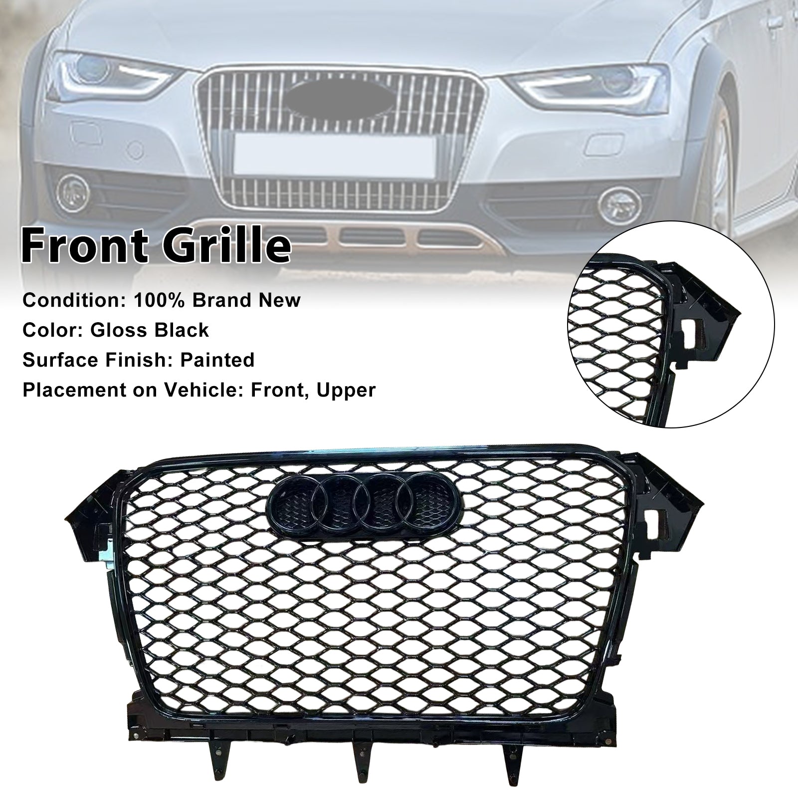 Grille de pare-chocs avant style RS4 pour Audi A4 B8.5 Allroad 2013-2016 uniquement