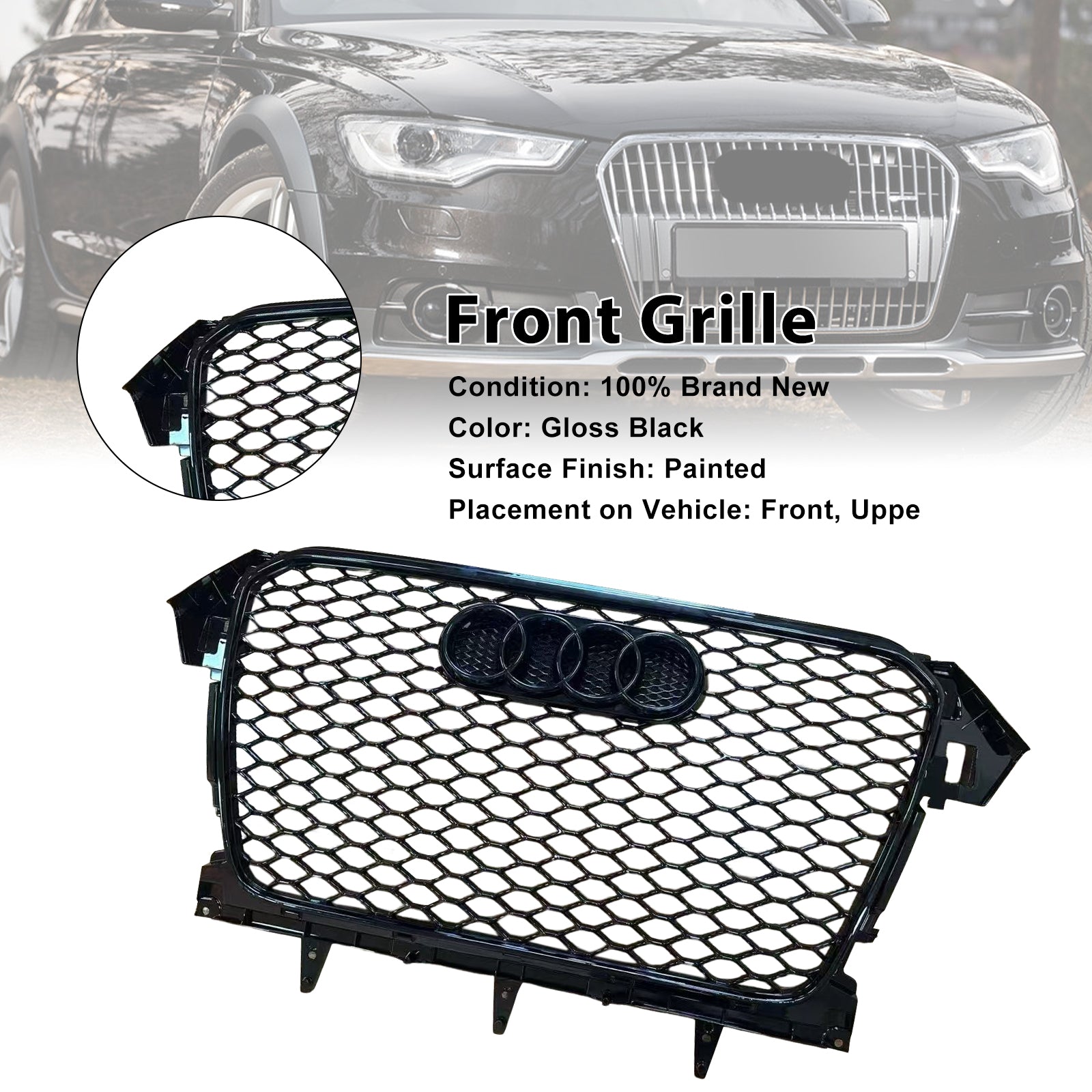 Grille de pare-chocs avant style RS4 pour Audi A4 B8.5 Allroad 2013-2016 uniquement