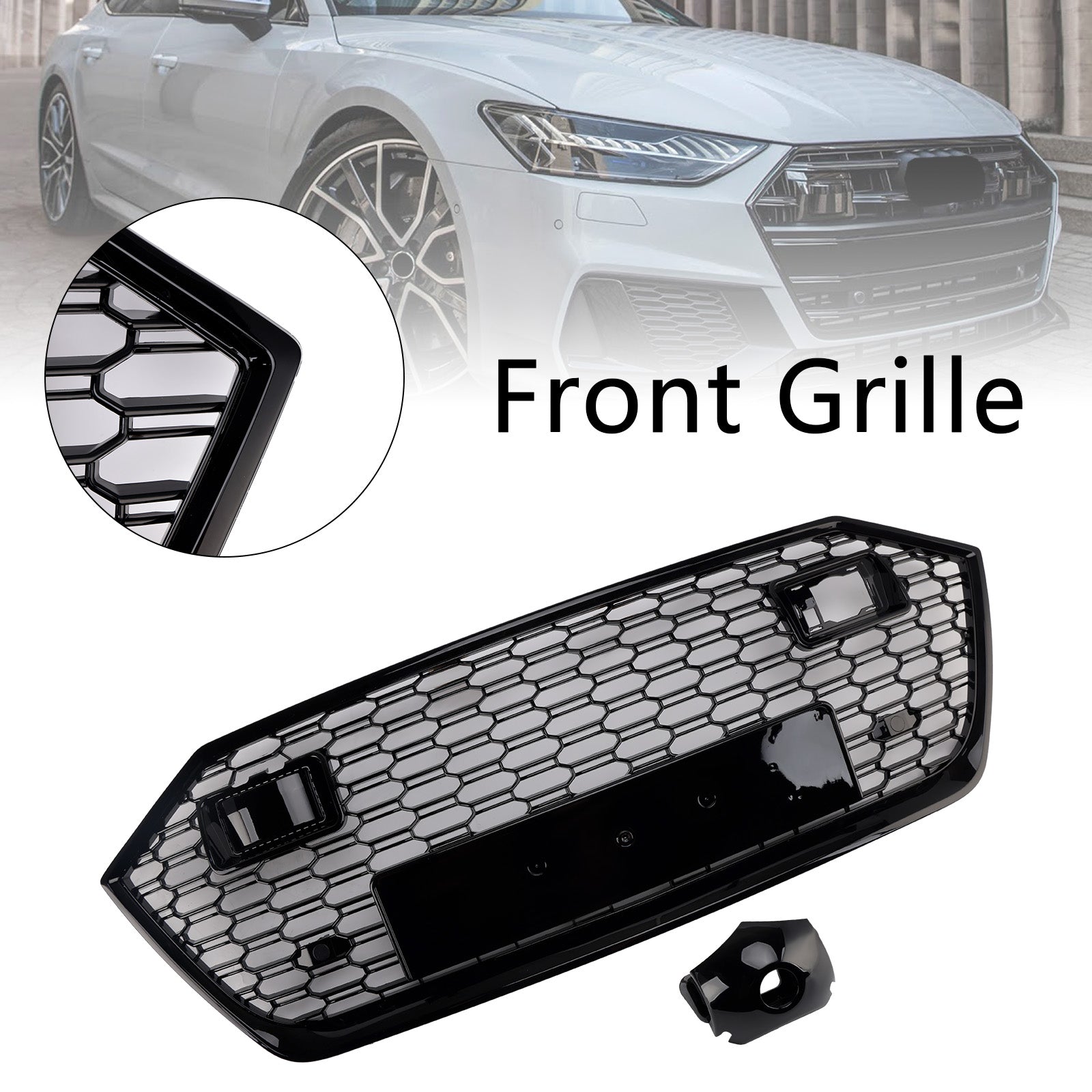 Musta etupuskurin säleikkö Audi A7 C8 S7:lle ja ACC 2019-2024