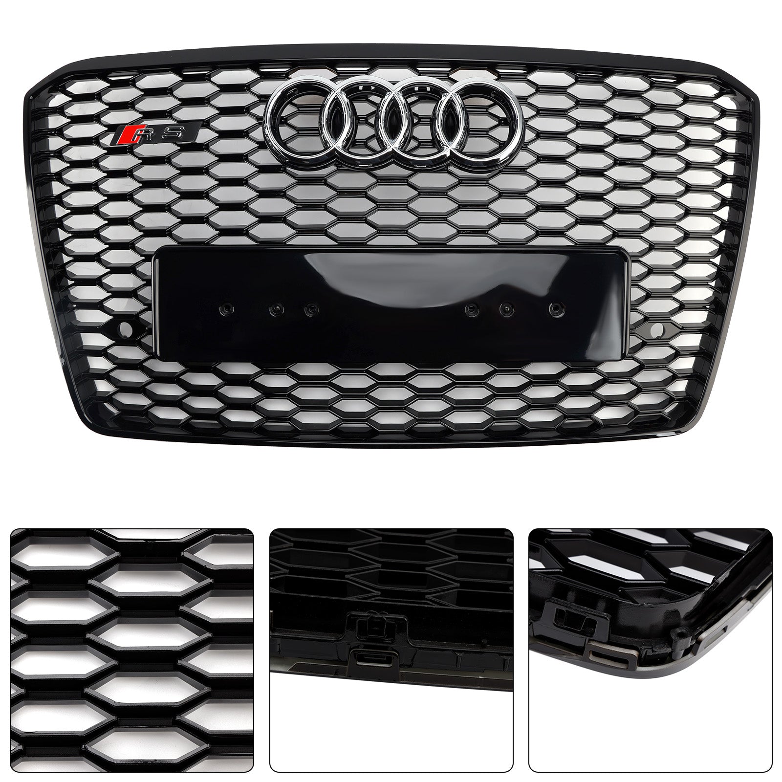 Grille de pare-chocs avant style nid d'abeille noire pour Audi A8 S8 RS8 2015-2017