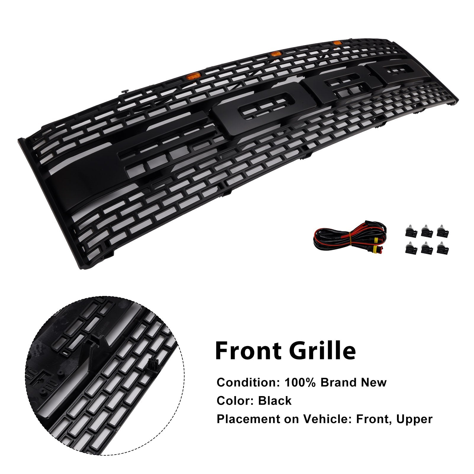 Rejilla de parachoques delantero sin cámara de orificio para Ford F-150 Raptor 2010-2014 CL3Z8200DA