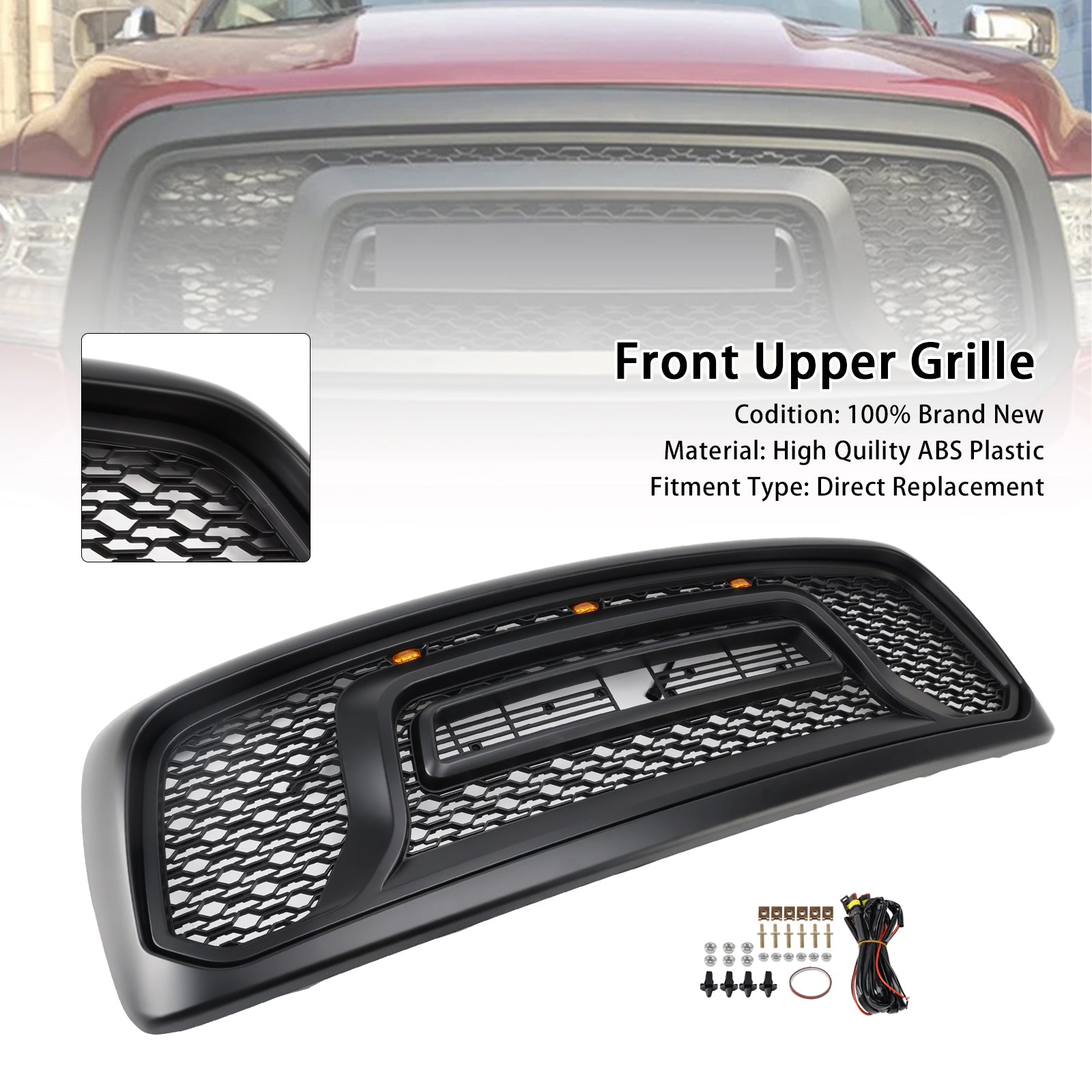 Grille de pare-chocs avant style rebelle pour Dodge RAM 1500/2500/3500 2002-2005
