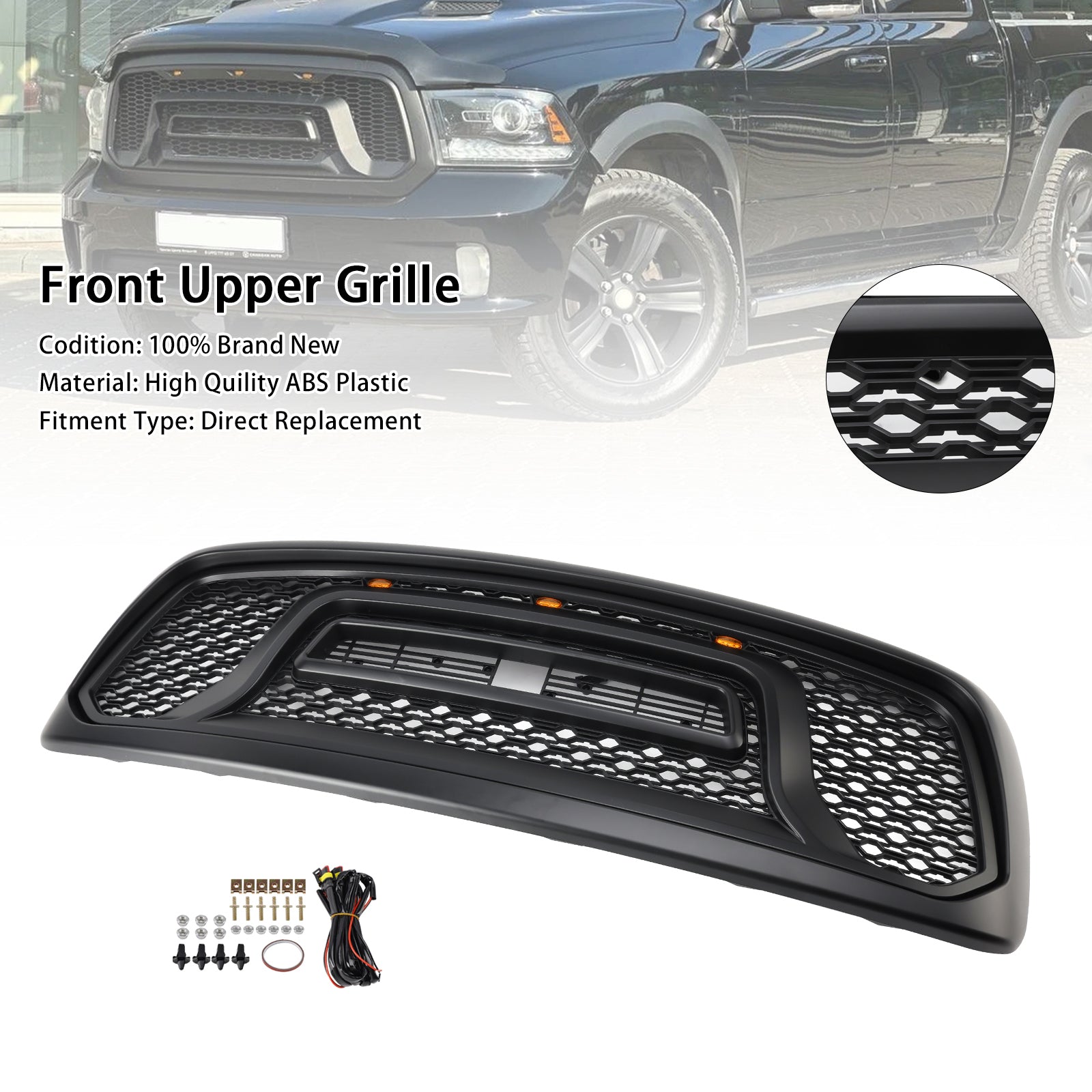 Grille de pare-chocs avant style rebelle pour Dodge RAM 1500/2500/3500 2002-2005