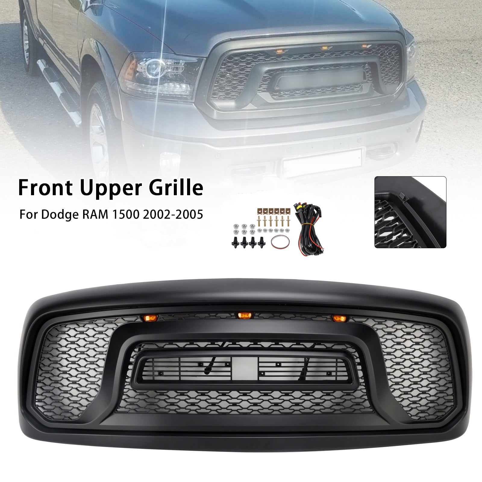 Grille de pare-chocs avant style rebelle pour Dodge RAM 1500/2500/3500 2002-2005