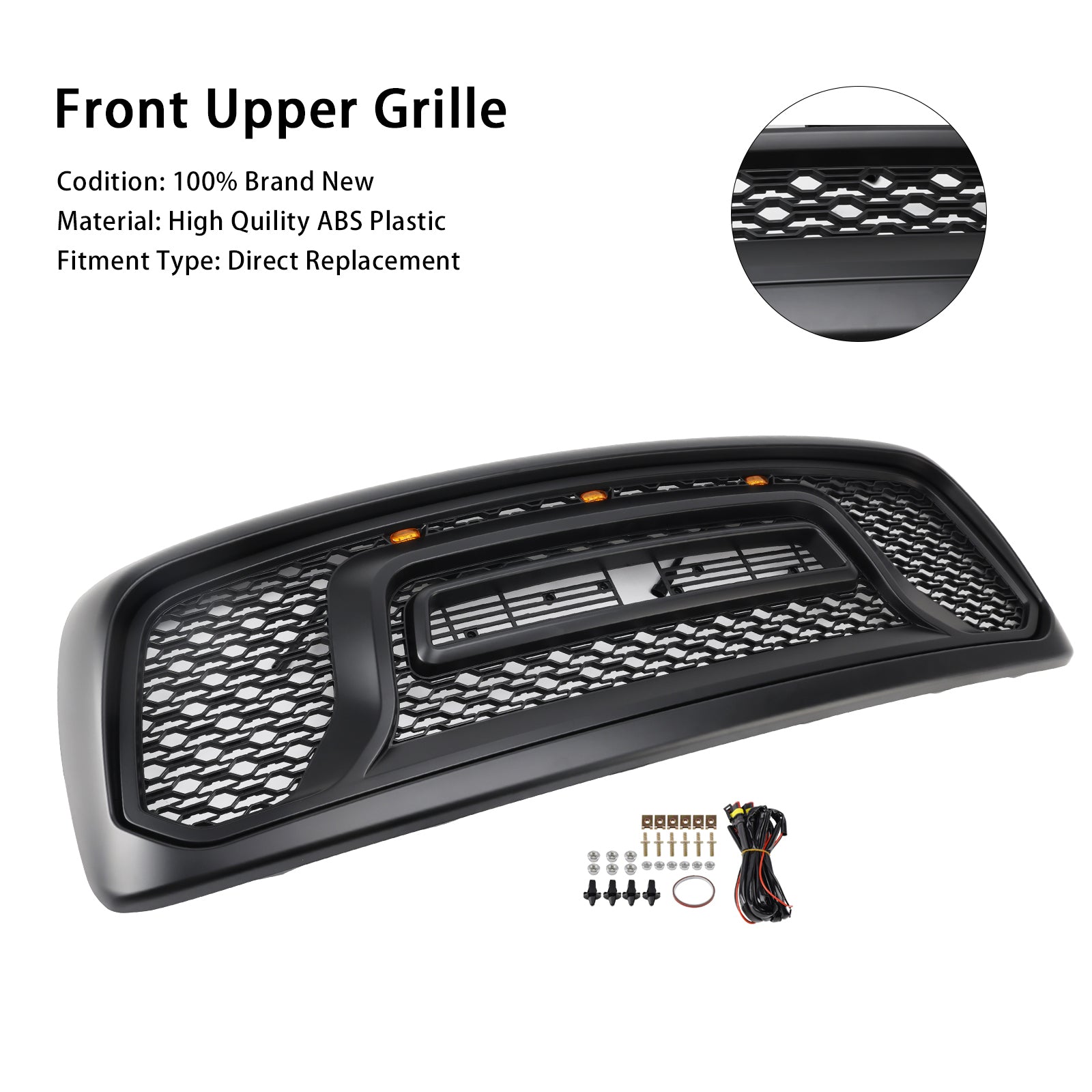 Grille de pare-chocs avant style rebelle pour Dodge RAM 1500/2500/3500 2002-2005