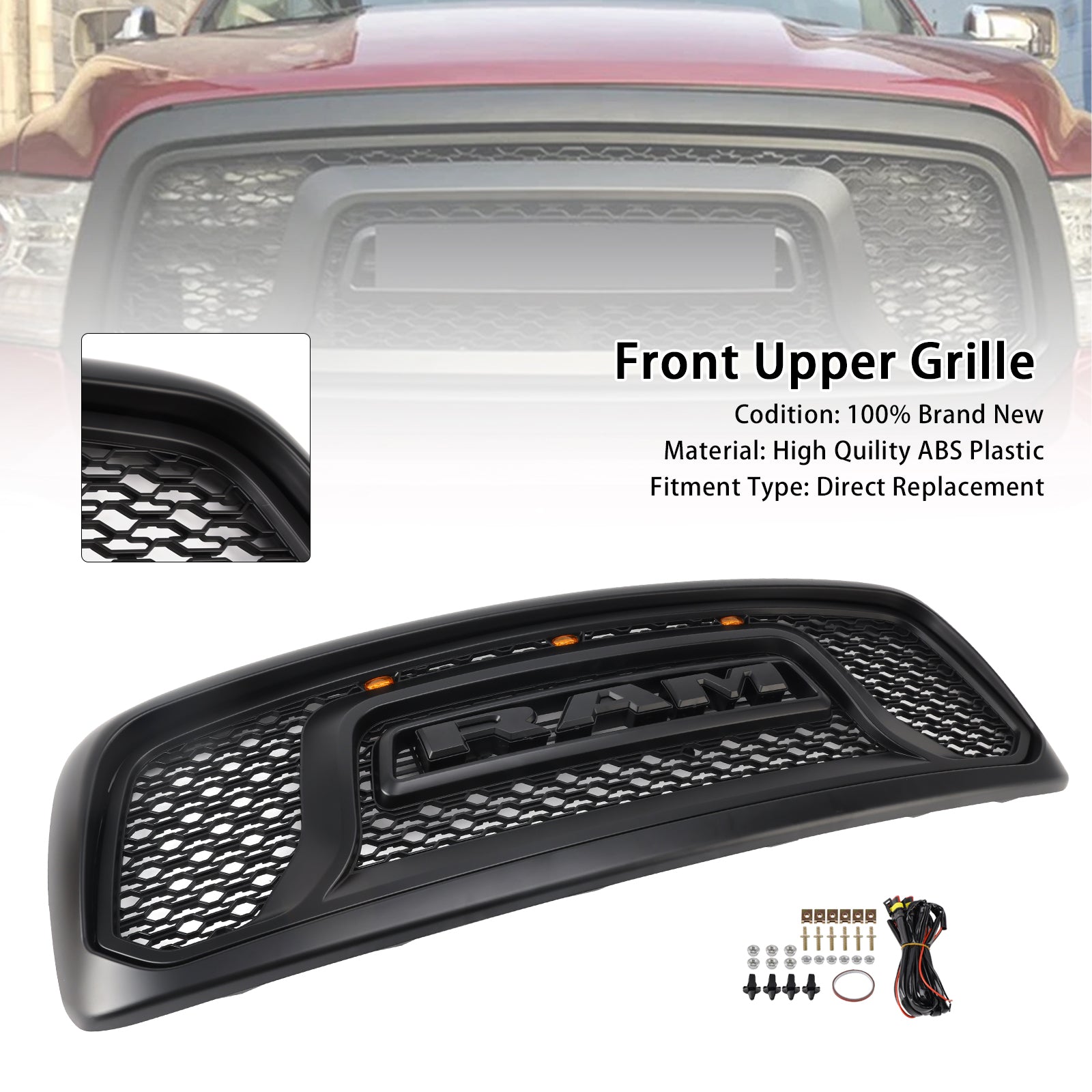 Grille de pare-chocs avant style rebelle pour Dodge RAM 1500/2500/3500 2002-2005