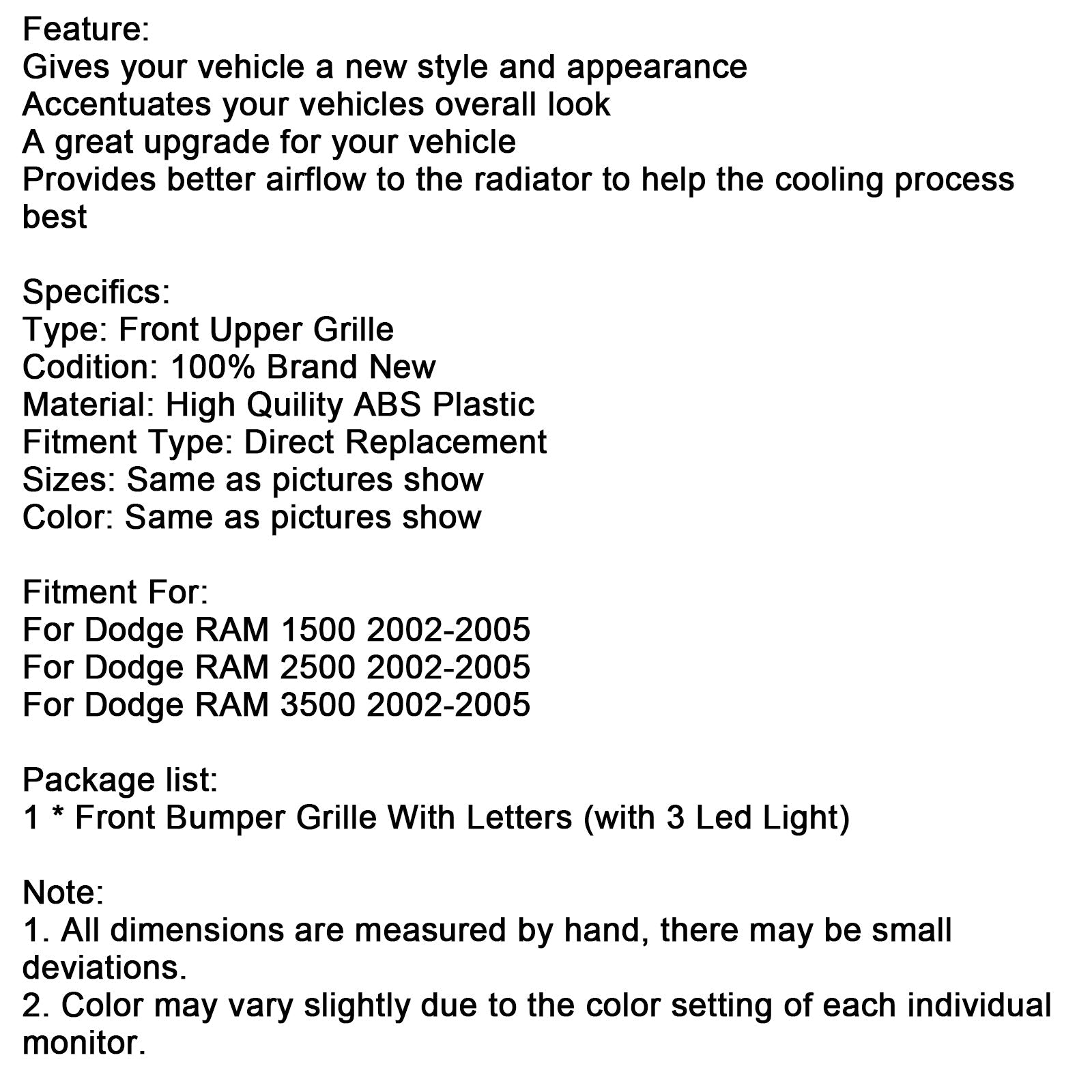 Rebel stil sprednjega odbijača za Dodge RAM 1500/2500/3500 (2002-2005)