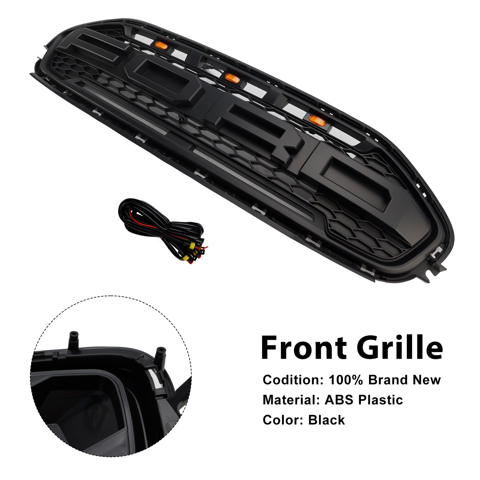 Calandre de pare-chocs avant noire avec LED pour Ford Transit Connect 2019-2023