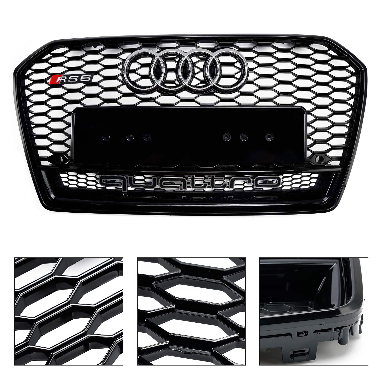 Griglia anteriore a nido d'ape nera stile Audi A6 S6 C7 C7PA RS6 2016-2018