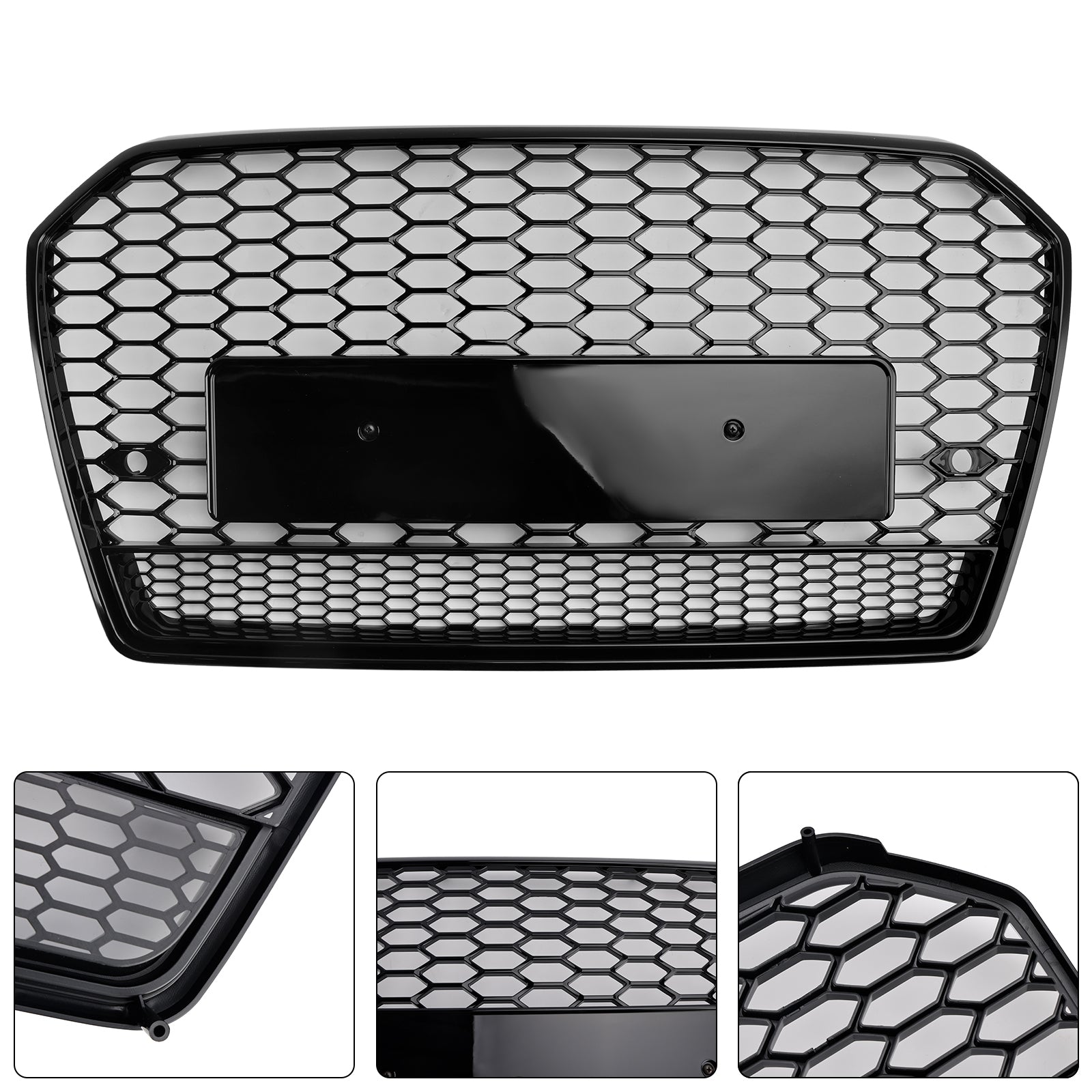 Calandre avant en nid d'abeille style RS6 pour Audi A6 S6 C7 2016-2018, noire