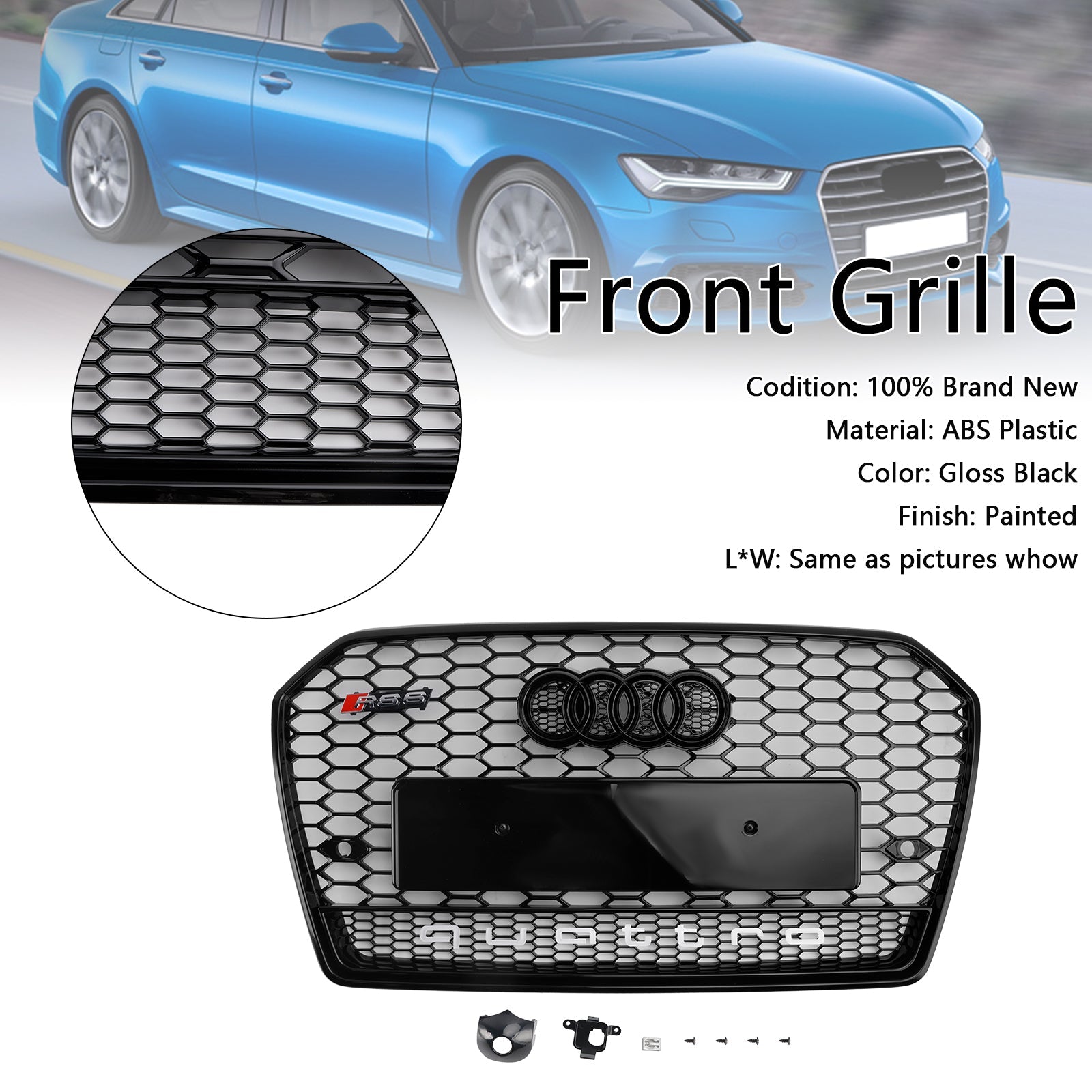 Style stylu RS6 Style Style Grille dla Audi A6 (C7) C7PA Falift 2016-2018