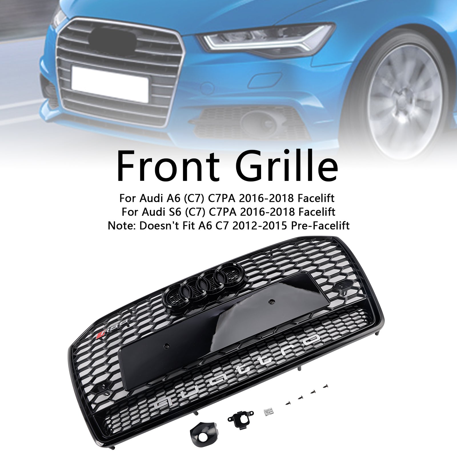 Style stylu RS6 Style Style Grille dla Audi A6 (C7) C7PA Falift 2016-2018