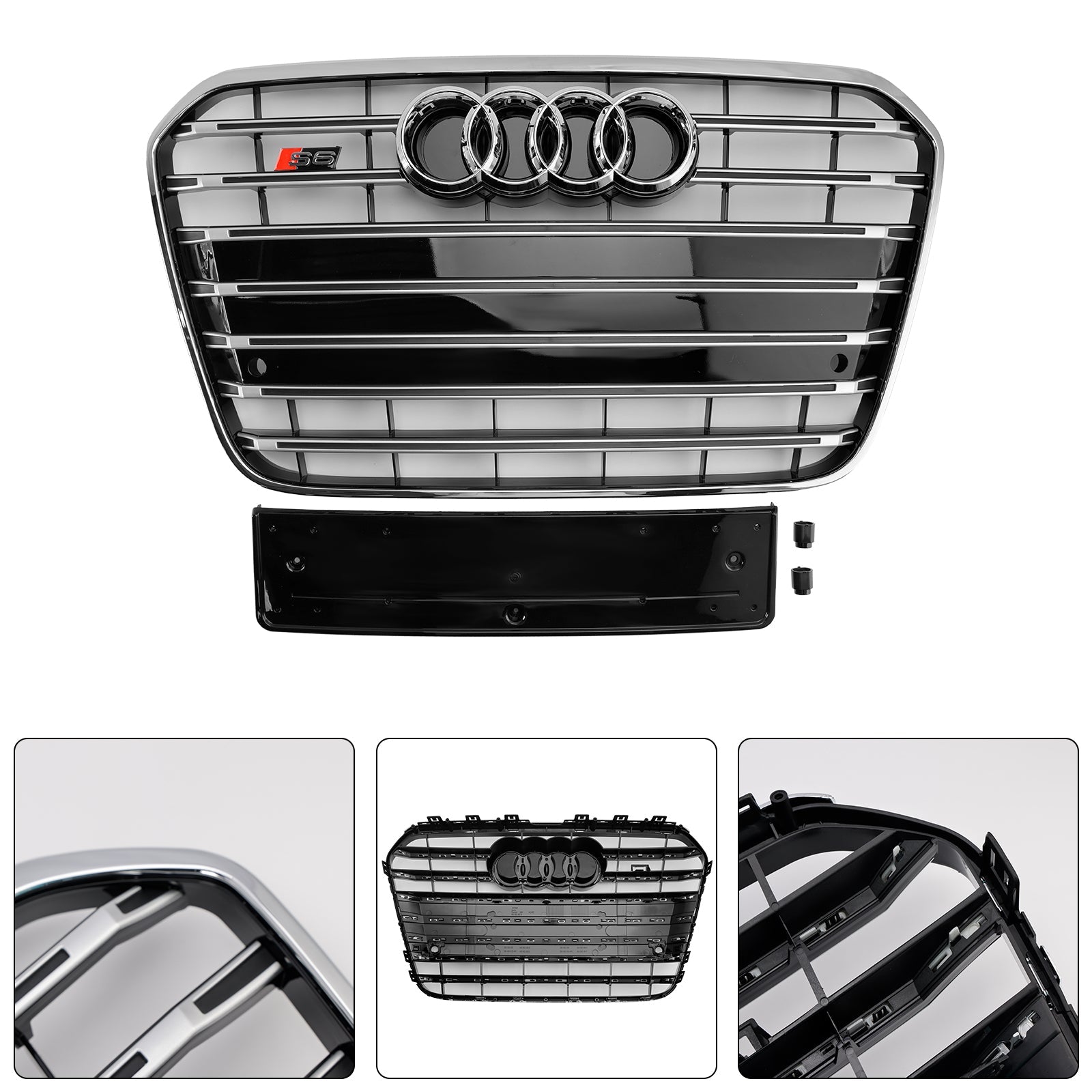 Grille de pare-chocs avant chromée pour Audi A6 C7 S6 2012-2015