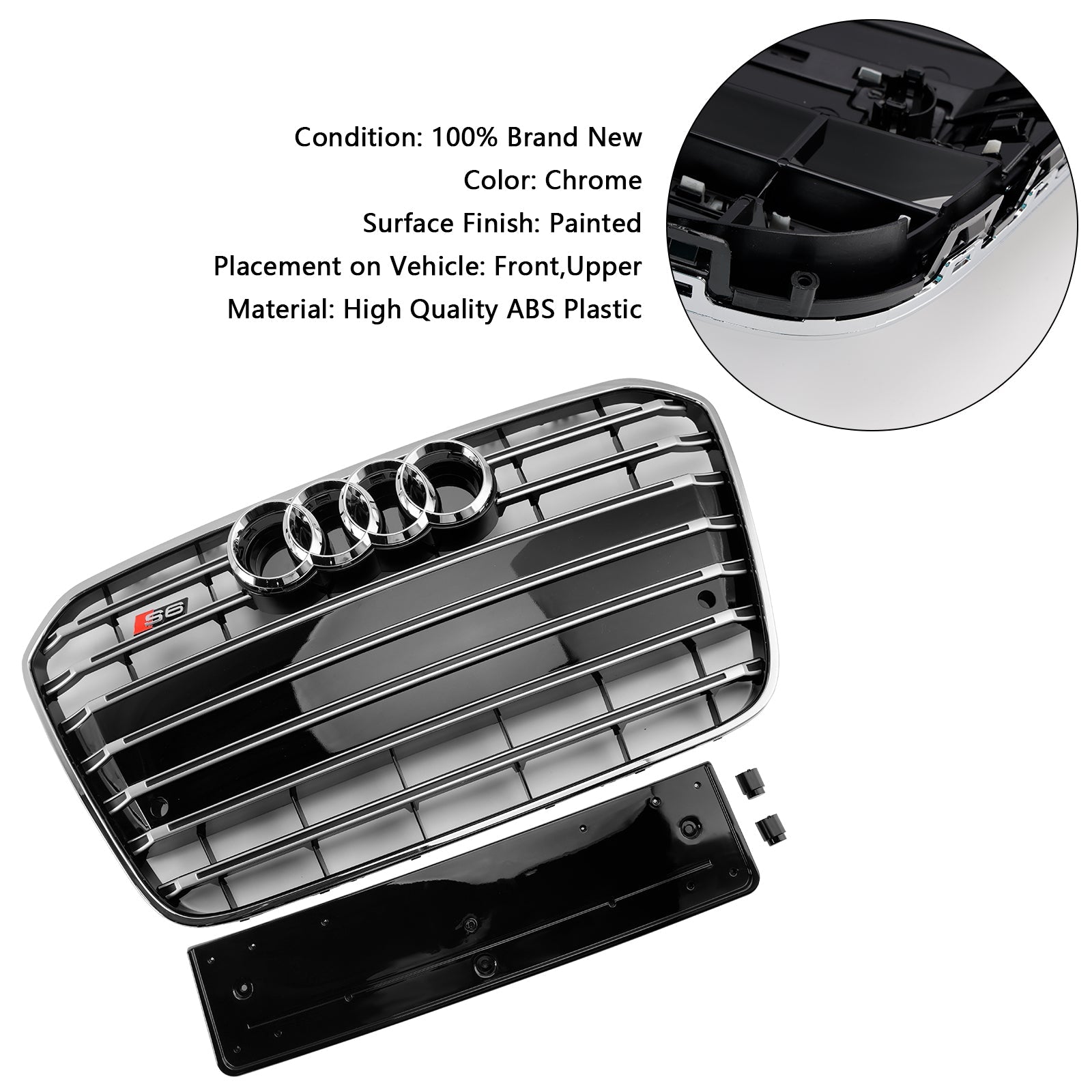 Grille de pare-chocs avant chromée pour Audi A6 C7 S6 2012-2015