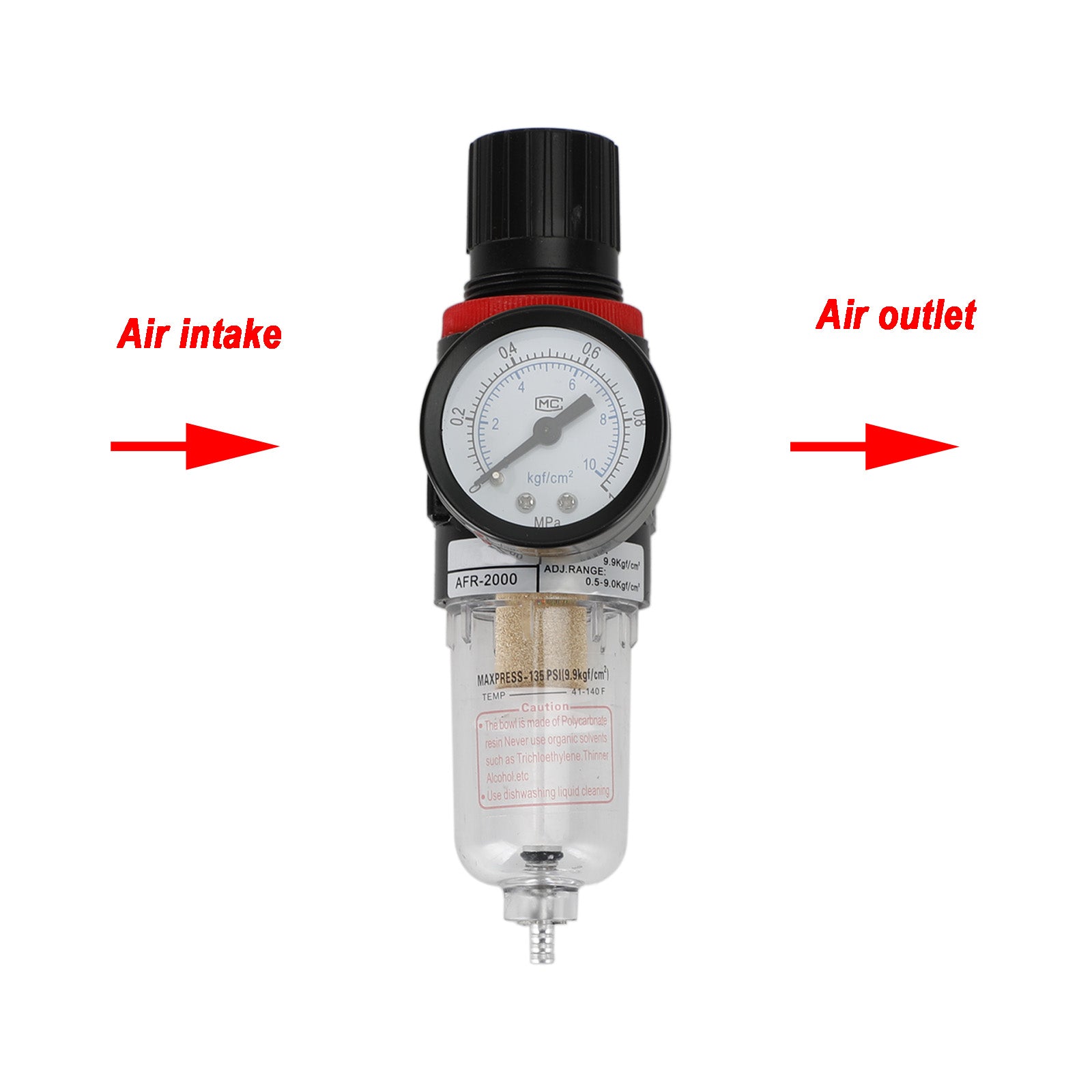 AFR-2000 1/4 "W Filtro de compresor de aire Separador de agua Herramientas de trampa Medidor regulador