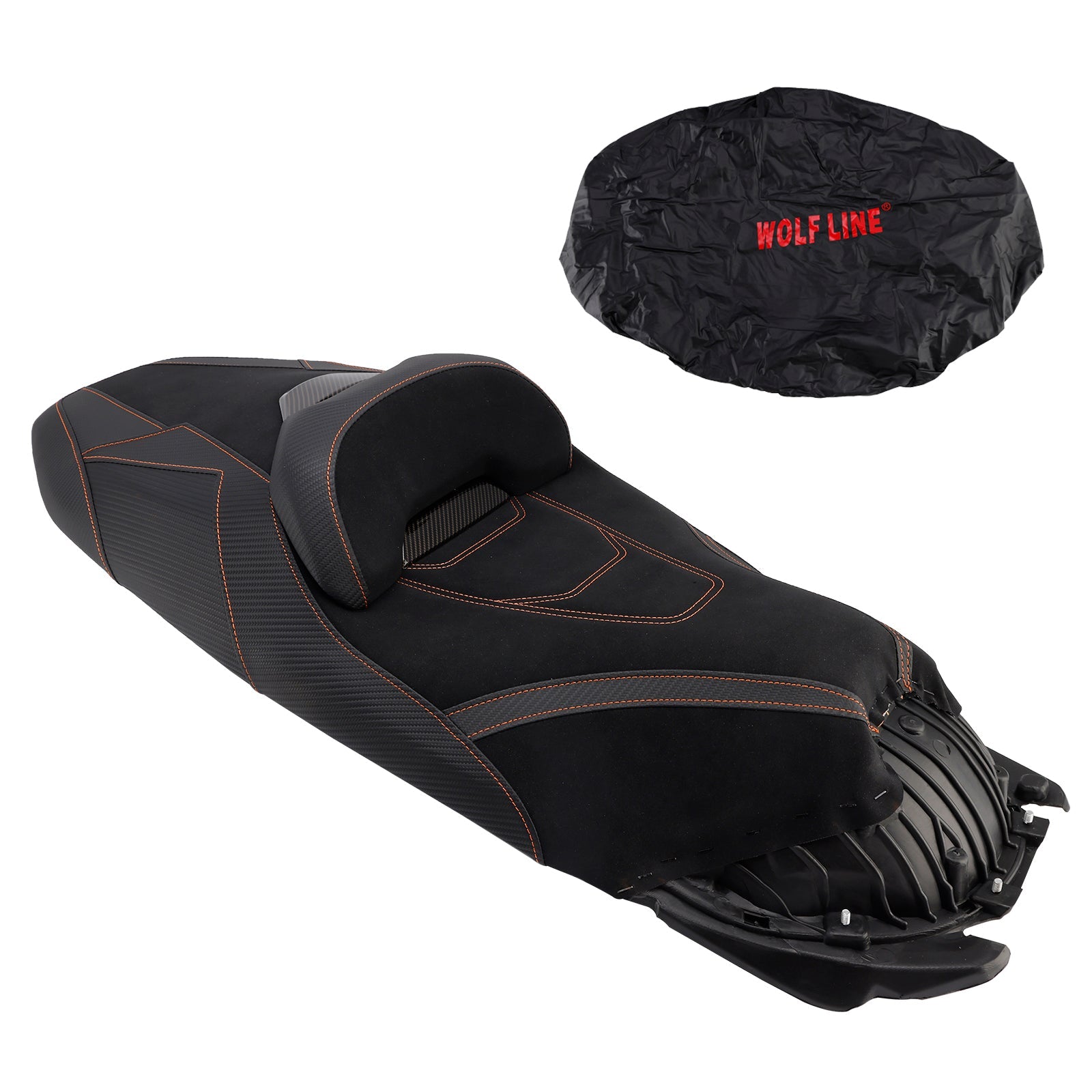 Siège passager complet avec dossier orange pour Honda Adv350 (2022-2025).