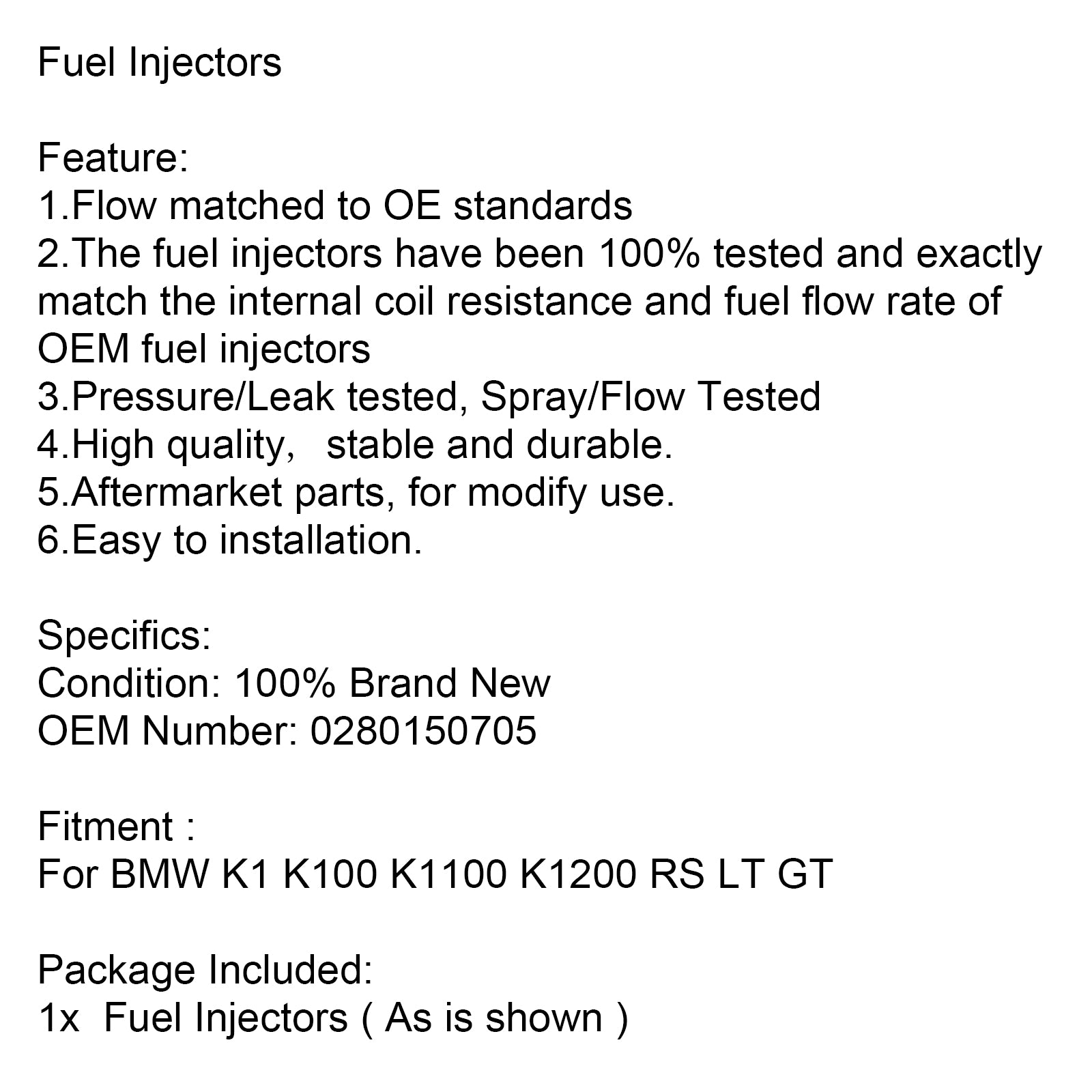 0280150941 Iniettore di carburante 0280150705 Per BMW K1 K100 K1100 K1200 RS LT GT