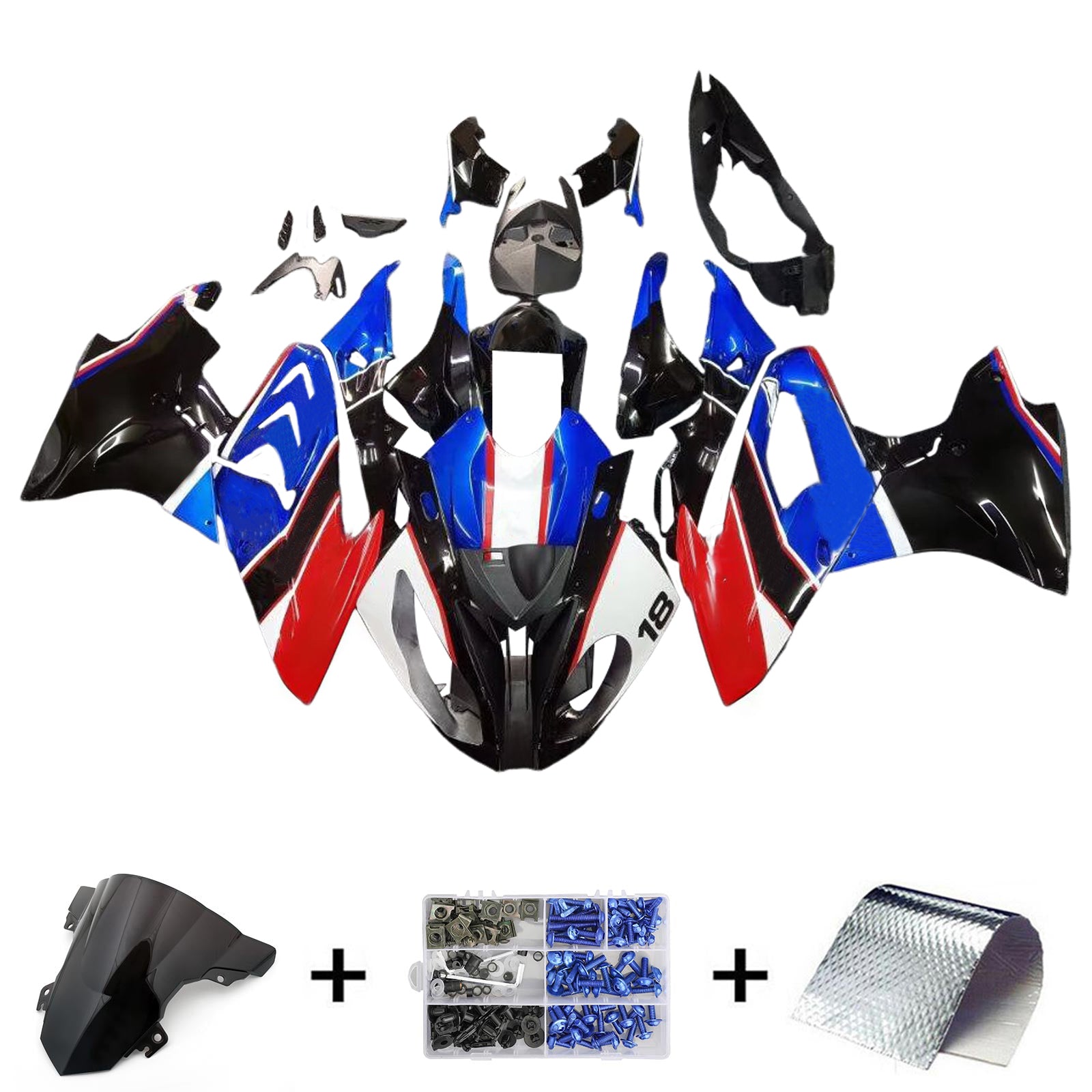 Amotopart BMW S1000RR 2017-2018 Kit Carénage Carrosserie Plastique ABS