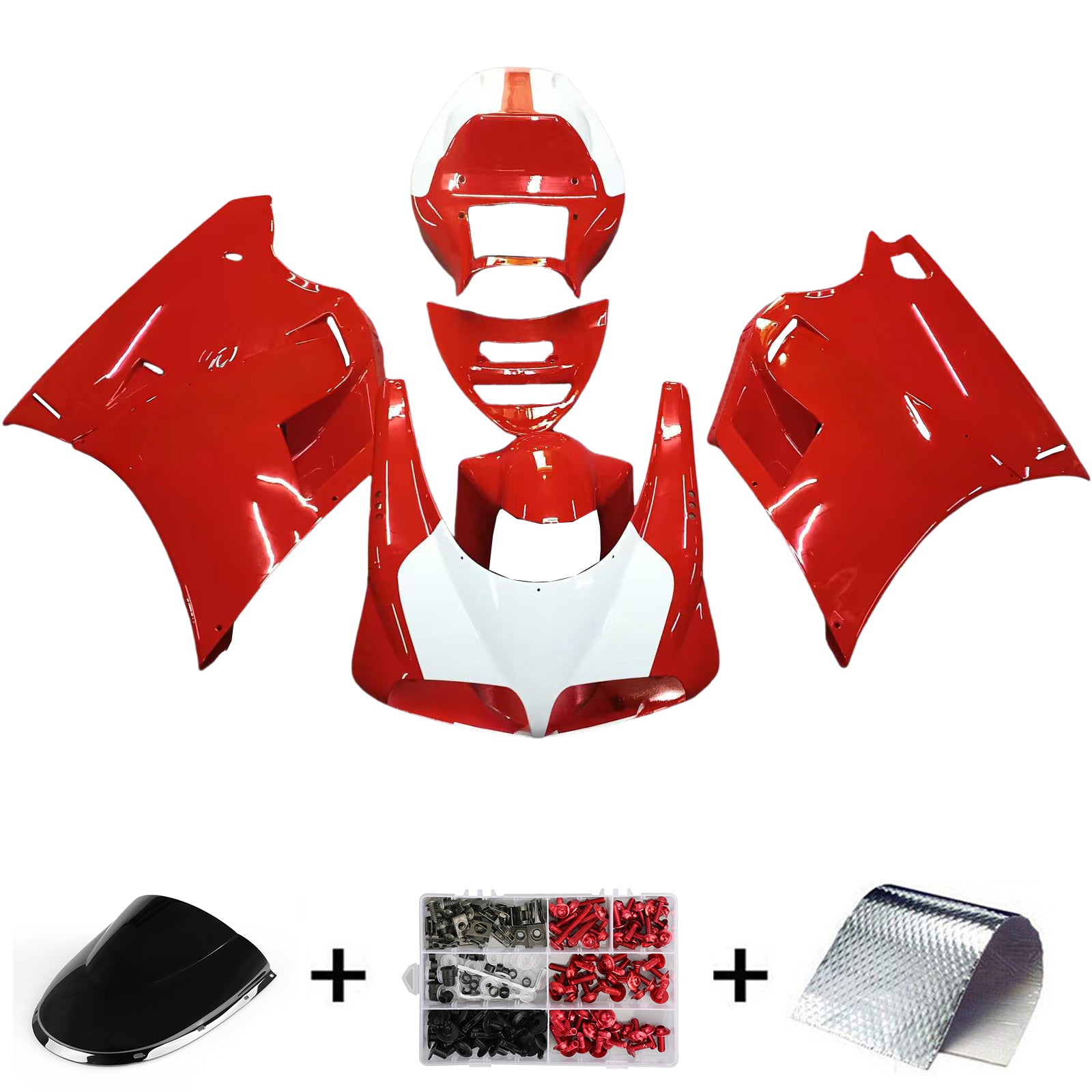 Amotopart Pour Ducati 996/748 1996-2002 Rouge Blanc Carrosserie Carénage ABS Injection Moule 5 # Générique