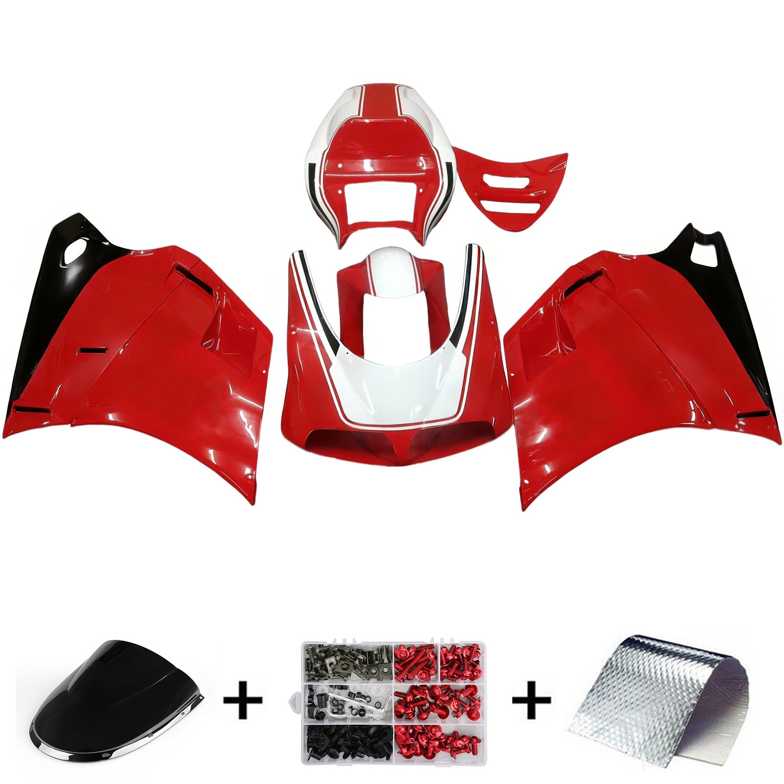 Amotopart Carénage Kit Carrosserie ABS pour Ducati 996 748 1996-2002 Générique