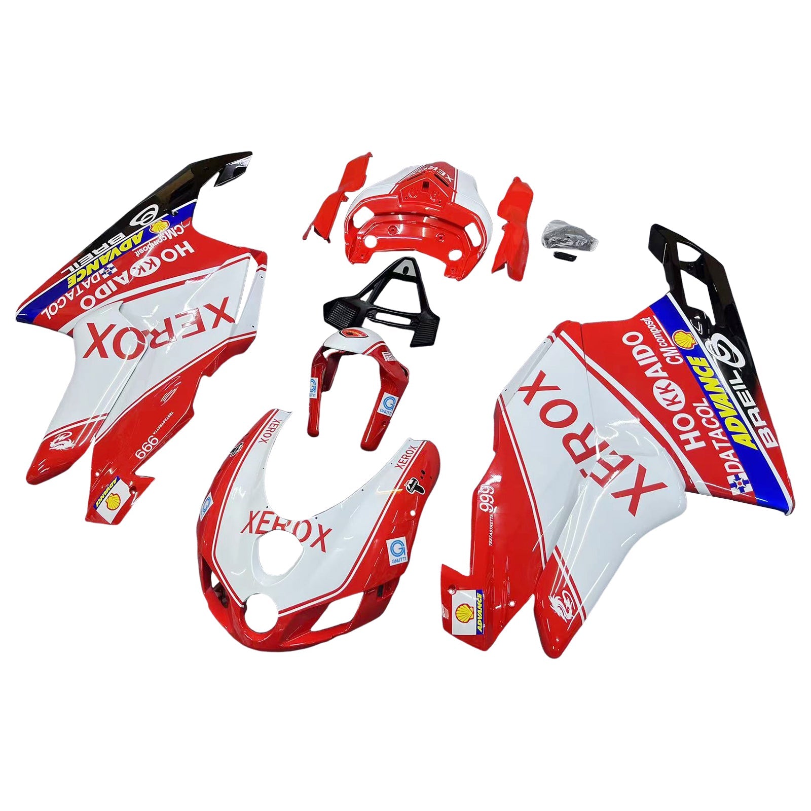 Amotopart Kit de carénage blanc avec mélange de rouge pour Ducati 999/749 2005-2006