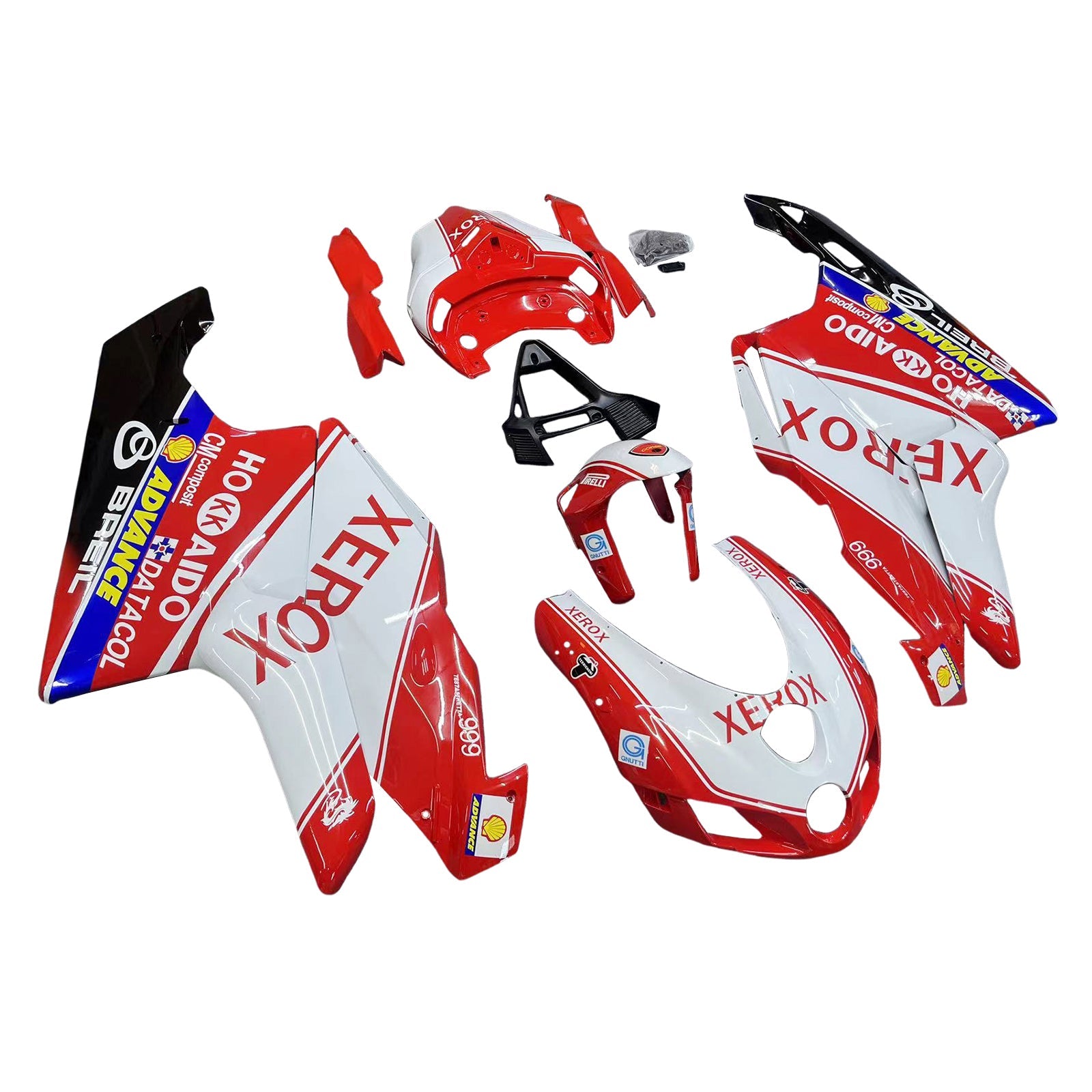 Amotopart Kit de carénage blanc avec mélange de rouge pour Ducati 999/749 2005-2006